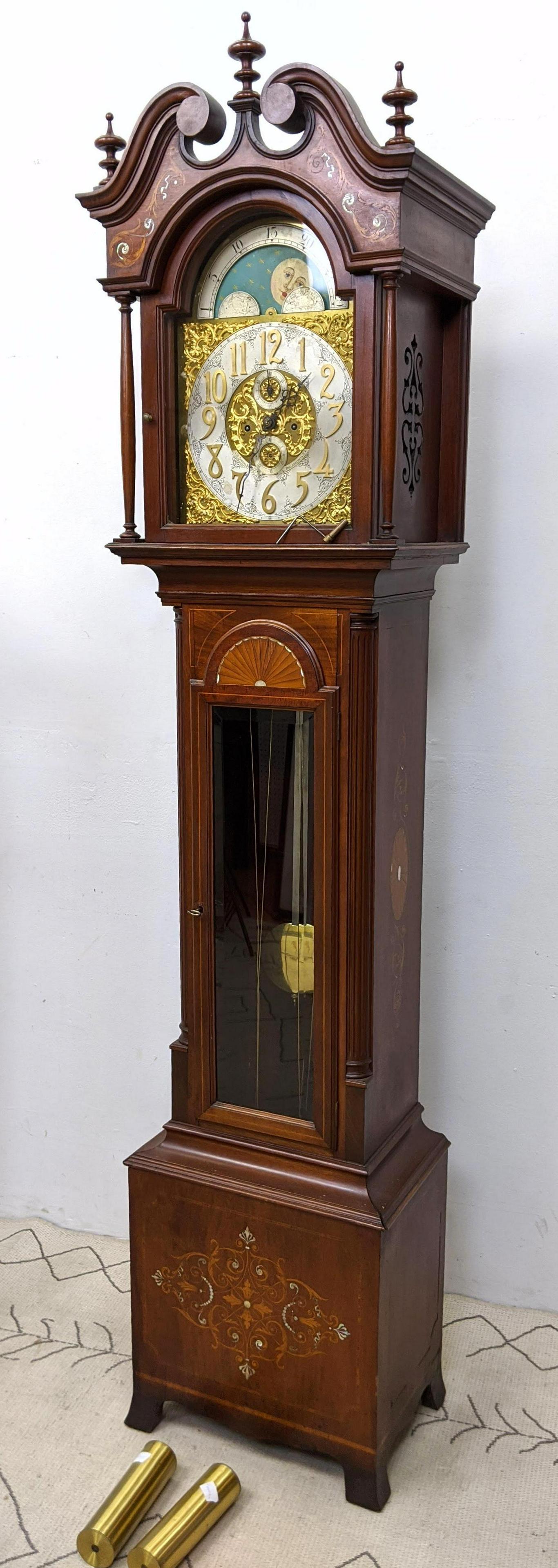 Mahogany Tall Case Grandfathers Clock. Moon Phase Dial. (1 of 11)