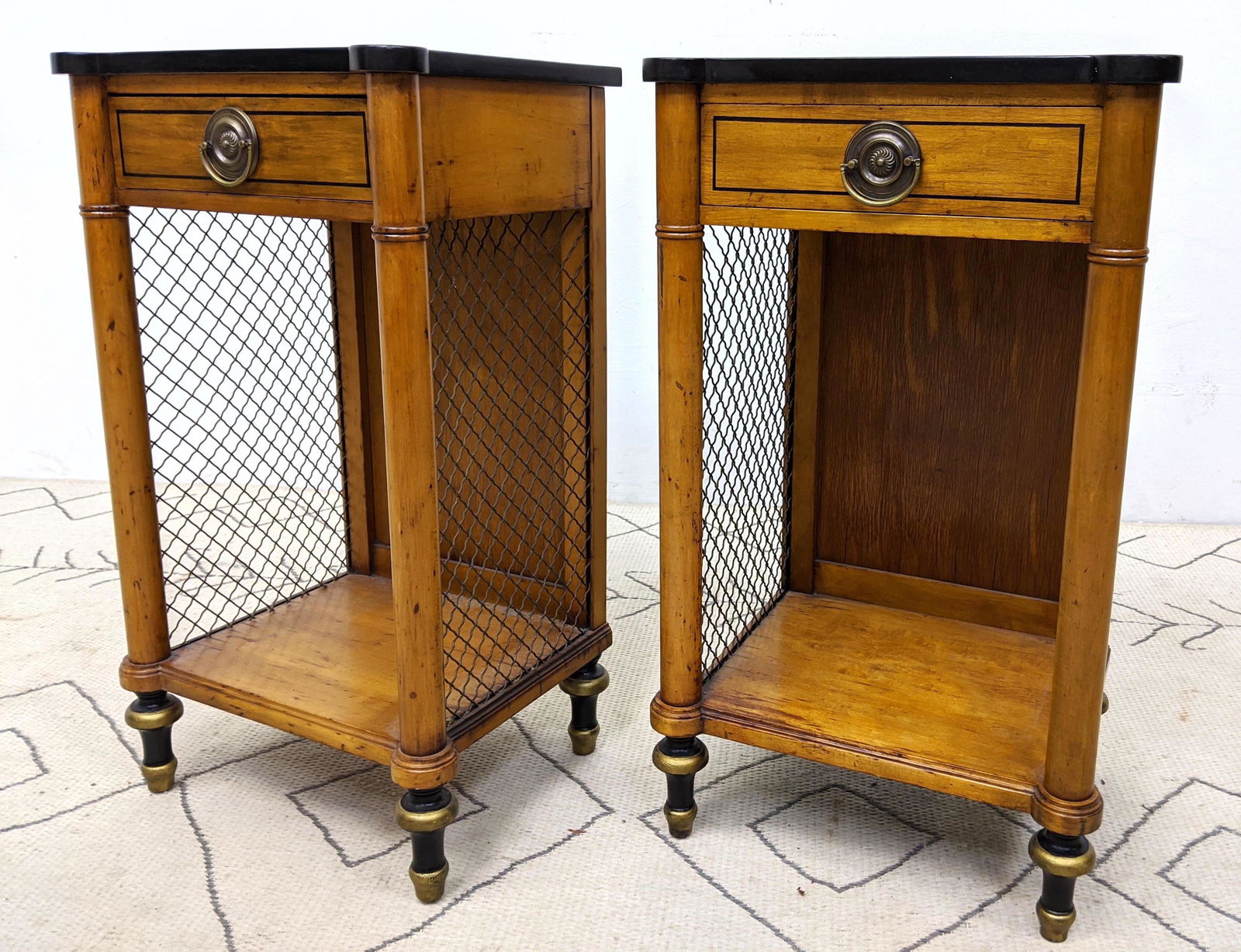 KITTINGER French Empire Style Side Tables. Black tops a (1 of 13)