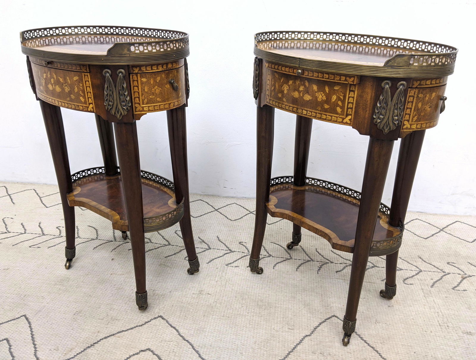 Pair MAITLAND SMITH French Style Side Tables.  Inlaid a (1 of 17)