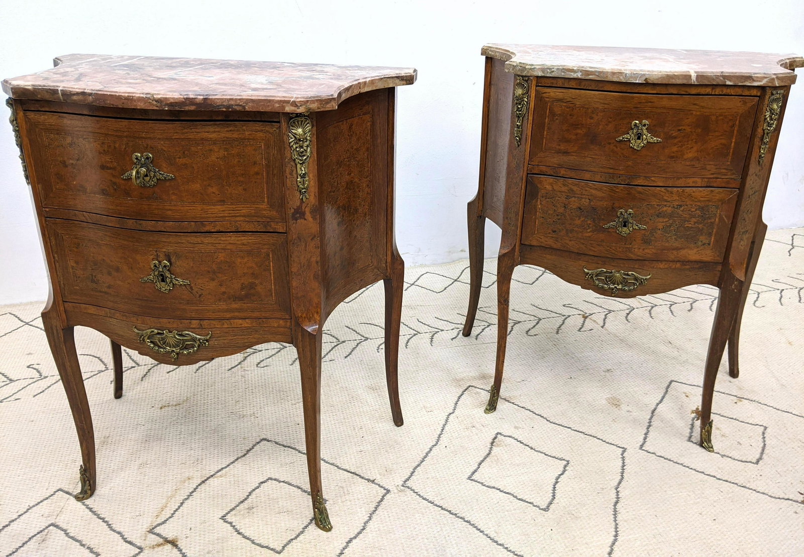 Pair French Style Side Table with Marble Tops. (1 of 14)