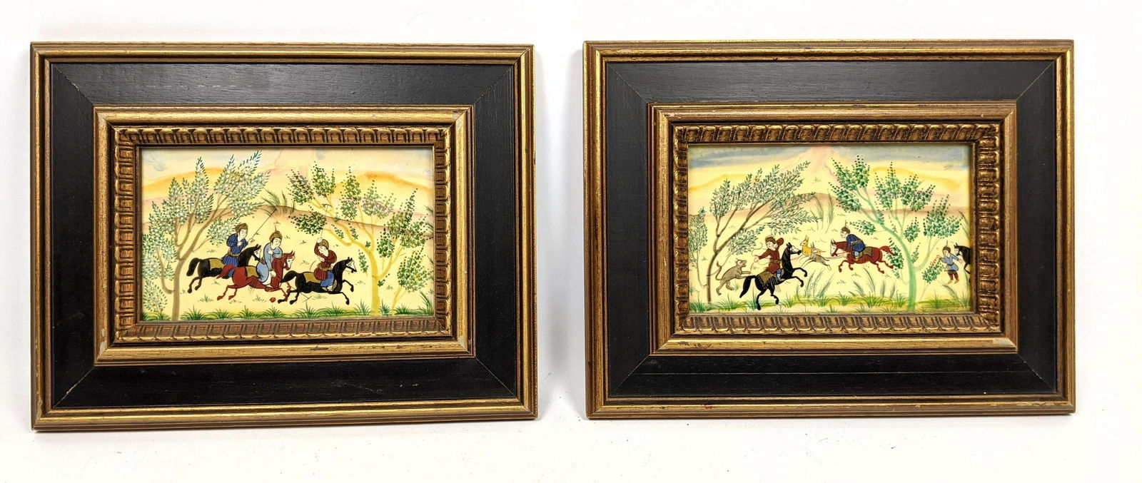 2 Persian Oil Paintings. Framed under glass. (1 of 13)