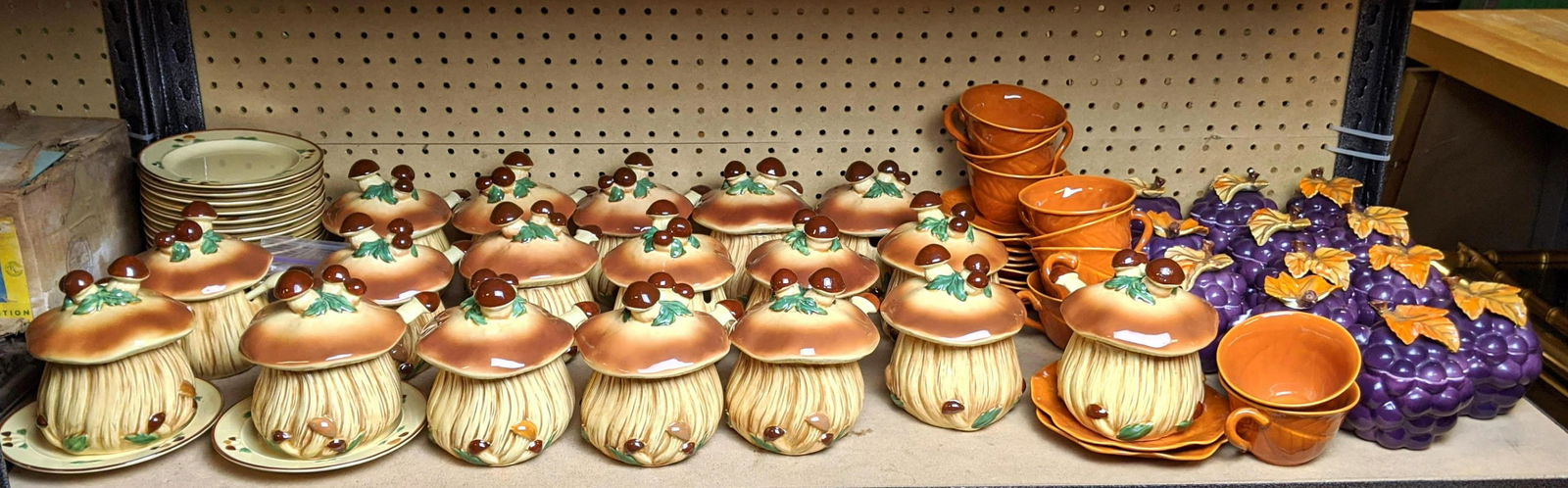 Pottery lot. Covered soups, grape containers, cups and (1 of 20)