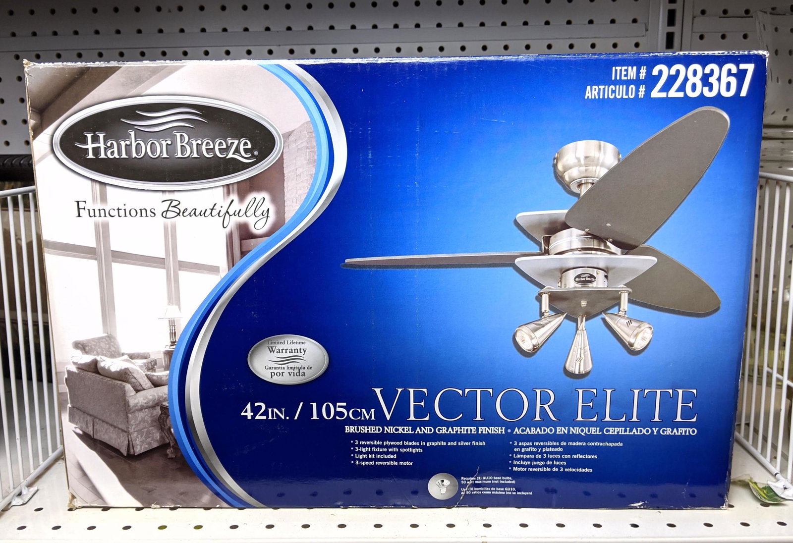 Shelf Lot: New Vector Elite Ceiling Fan.: Shelf Lot: New Vector Elite Ceiling Fan.-- Dimensions: ---