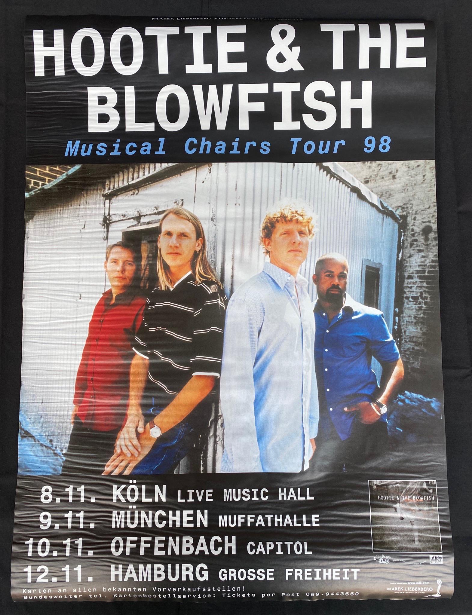 Hootie and the Blowfish Musical Chairs Tour 1998 Multip: Hootie and the Blowfish Musical Chairs Tour 1998 Multiple Venue Dates In Germany Concert Poster -- Dimensions: H: 23 1/4 x 32 7/8 inches --- Bidding note: We will be attempting to close these items at