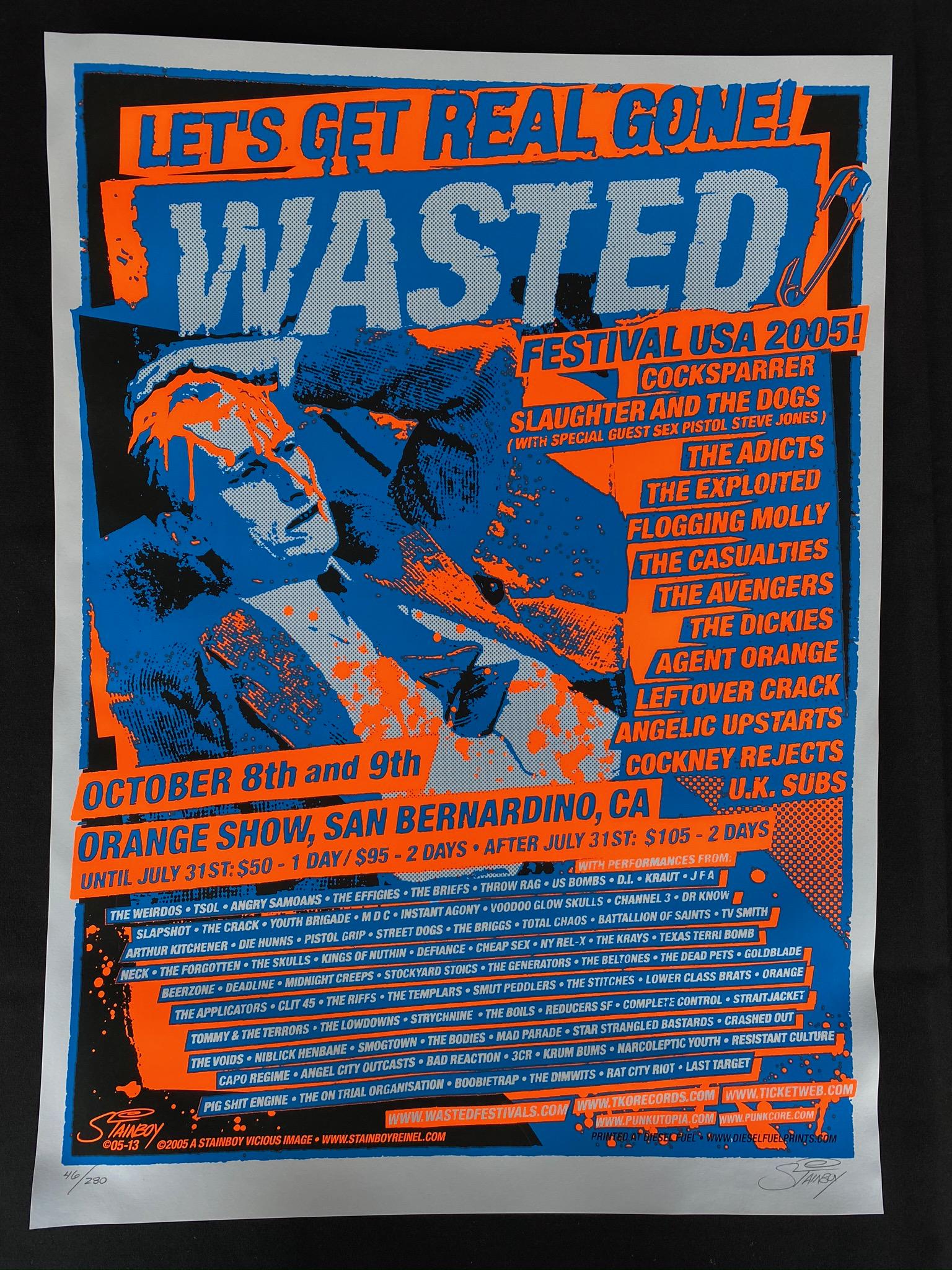 2005 Wasted Festival Concert Poster USA October 8 and 9: 2005 Wasted Festival Concert Poster USA October 8 and 9th In San Bernardino California Over 40 Bands Artist Signed and Numbered -- Dimensions: H: 22 x 15 7/8 inches --- Bidding note: We will be attemp