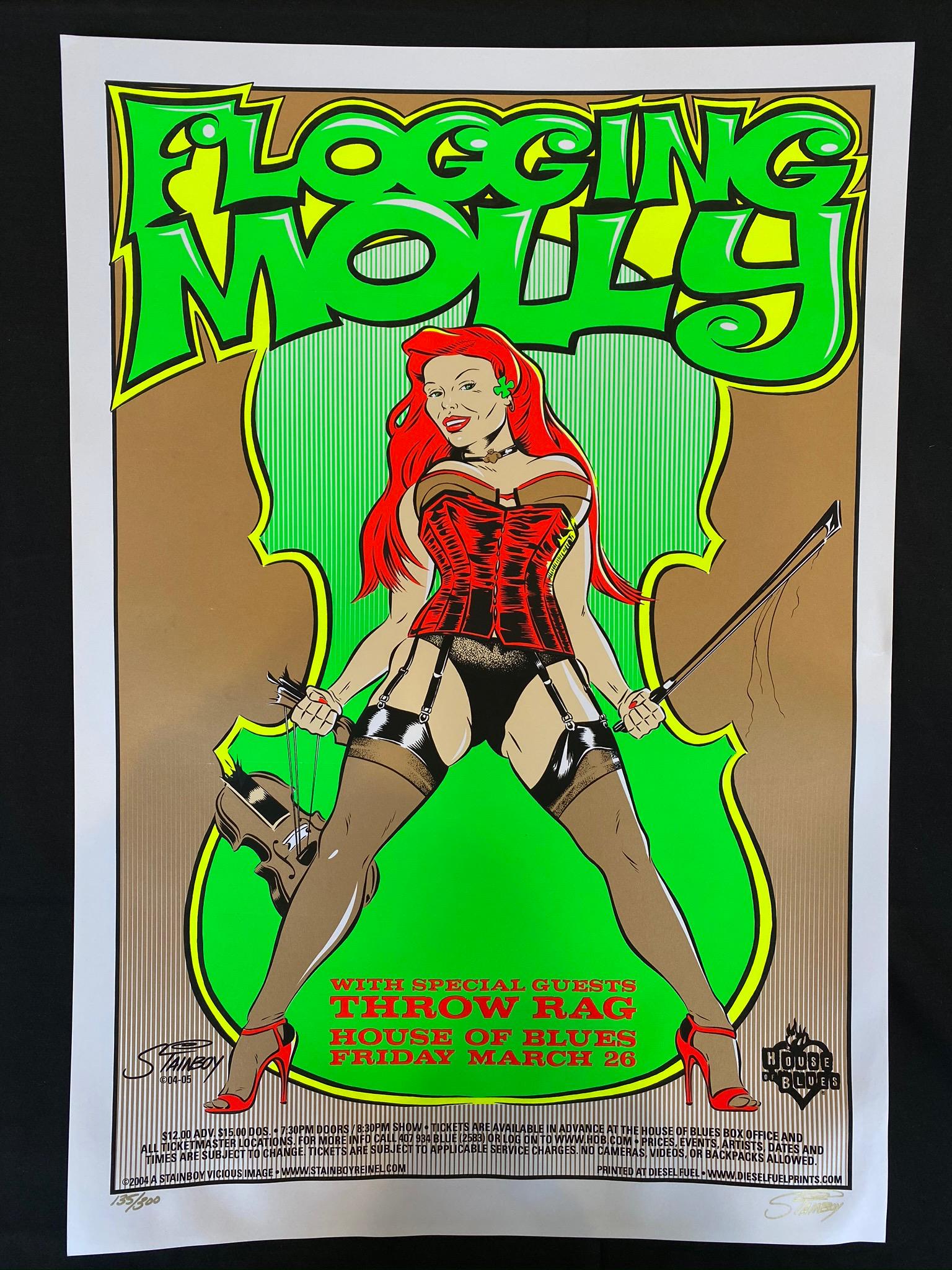 Flogging Molly with Special Guess at the House of Blues: Flogging Molly with Special Guess at the House of Blues Concert Poster March 26 2004 Artist Signed and Numbered -- Dimensions: H: 30 1/4 x 21 inches --- Bidding note: We will be attempting to close th