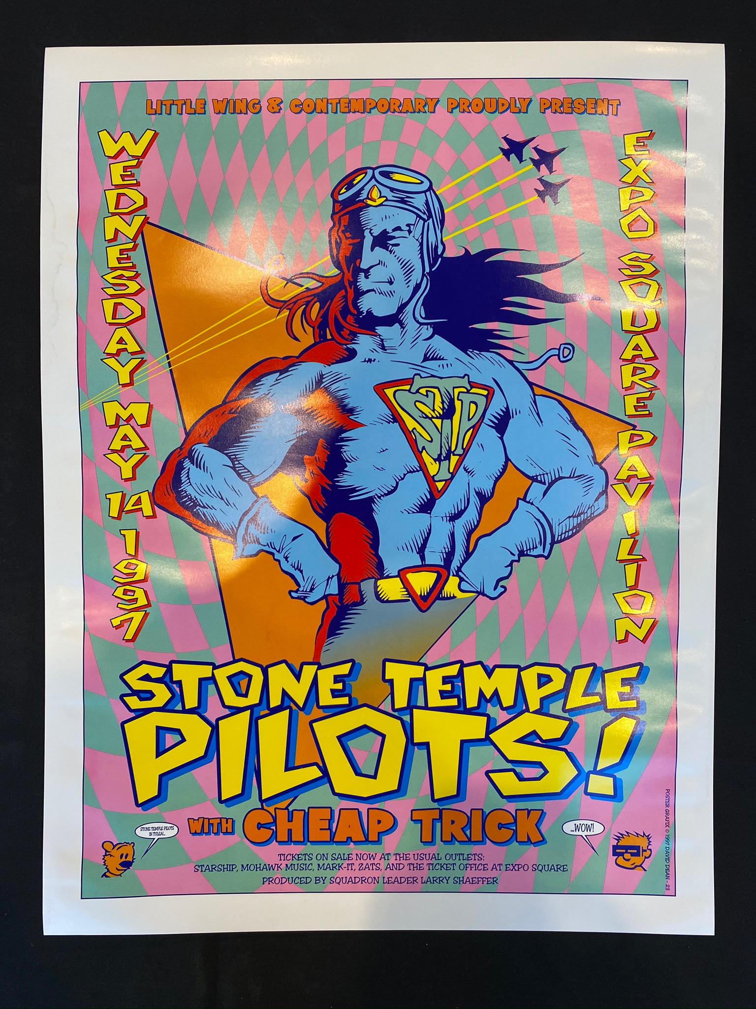 Stone Temple Pilots with Cheap Trick Wednesday Concert: Stone Temple Pilots with Cheap Trick Wednesday Concert Poster May 14 1997 at the Expo Square Pavilion -- Dimensions: H: 23 x 17 1/2 inches --- Bidding note: We will be attempting to close these items