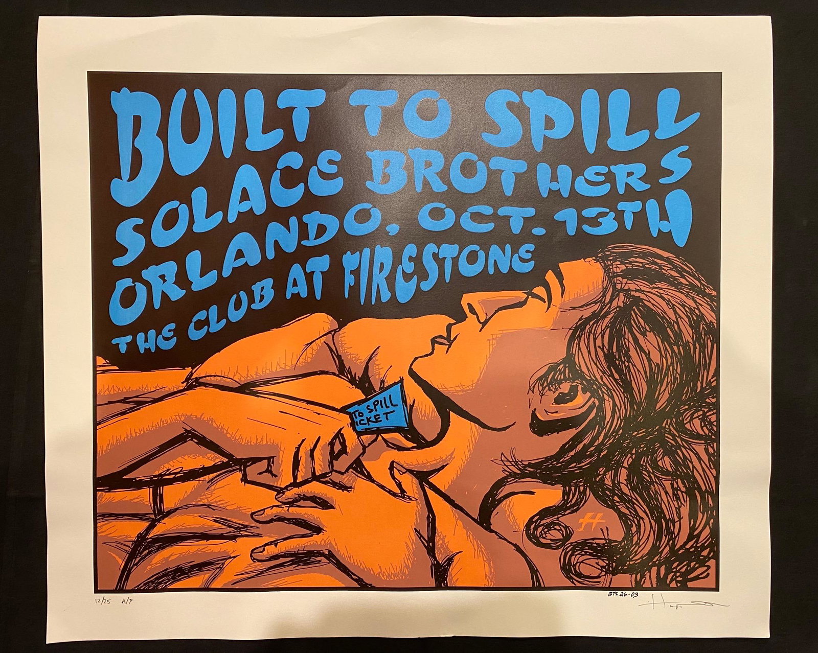Built To Spell at the Club at Firestone In Orlando Conc: Built To Spell at the Club at Firestone In Orlando Concert Poster October 13 2003 Artist Signed Numbered Also Marked Artist Proof -- Dimensions: H: 27 1/2 x 23 7/8 inches --- Bidding note: We will be 