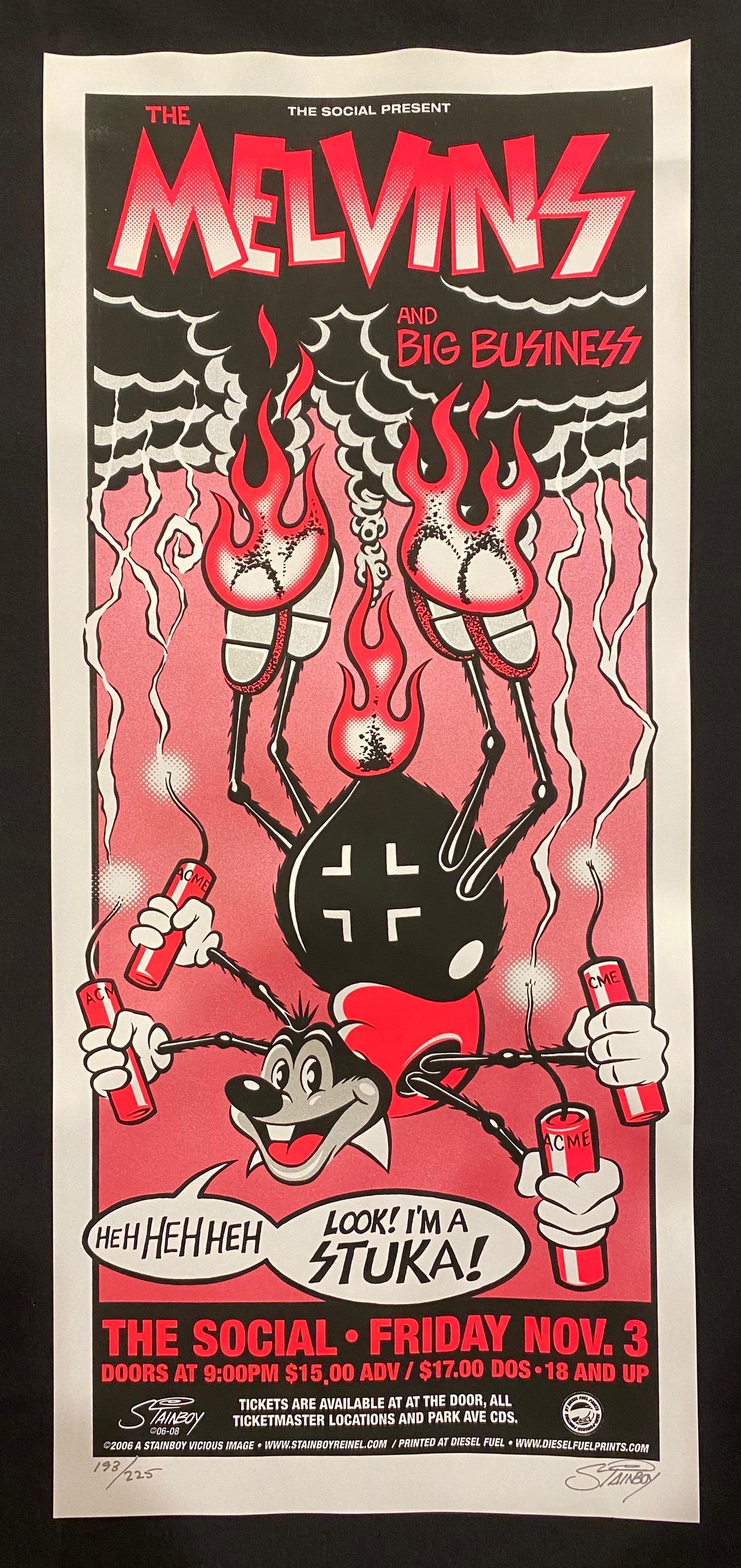 The Melvins and Big Business Friday Concert Poster Nove: The Melvins and Big Business Friday Concert Poster November 3 2006 at the Social Artist Signed and Numbered -- Dimensions: H: 24 7/8 x 11 inches --- Bidding note: We will be attempting to close these 