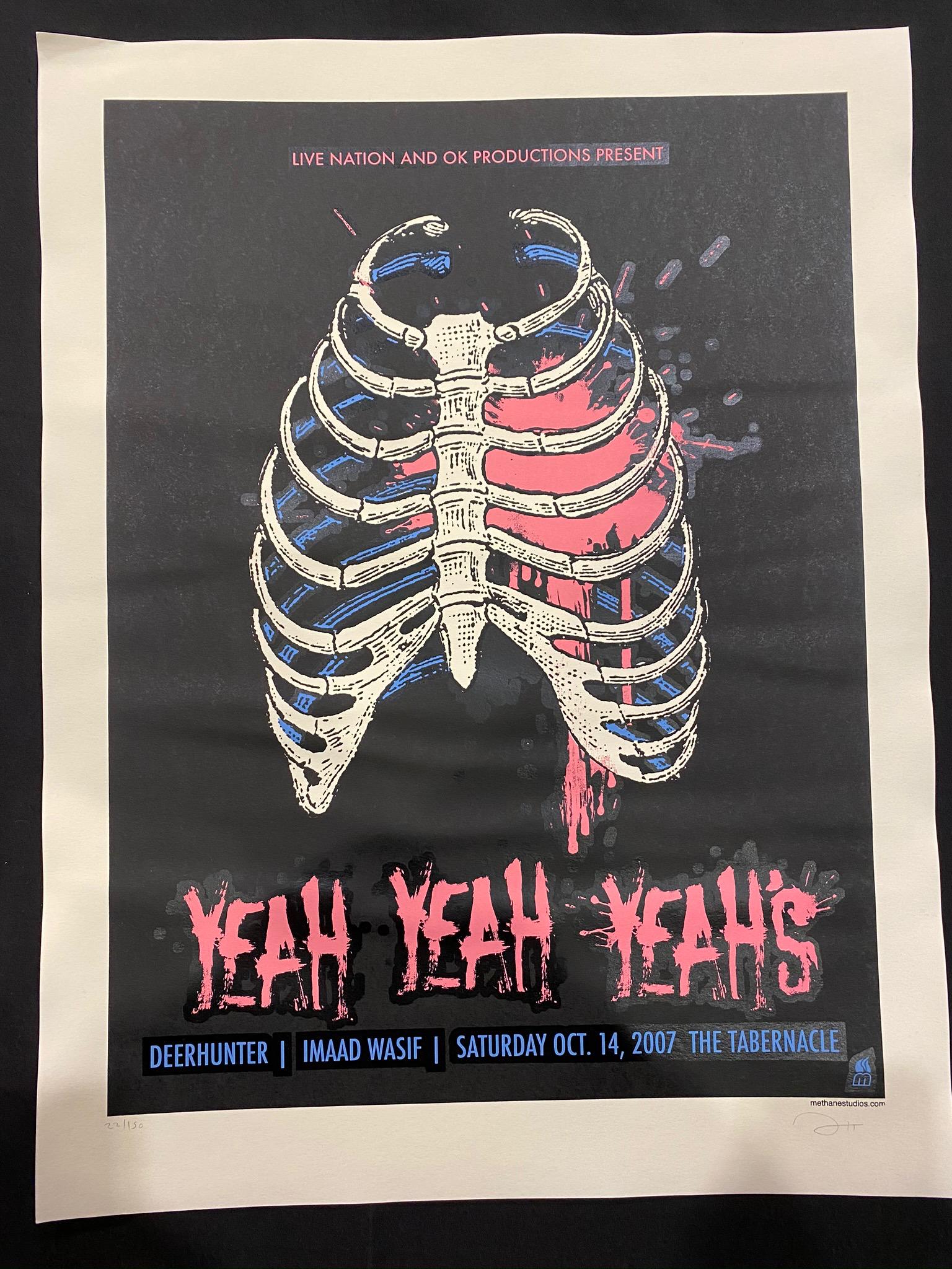 Yeah Yeah Yeahs Concert Poster October 14 2007 at the T: Yeah Yeah Yeahs Concert Poster October 14 2007 at the Tabernacle Artist Signed and Numbered -- Dimensions: H: 25 x 18 3/4 inches --- Bidding note: We will be attempting to close these items at a rate