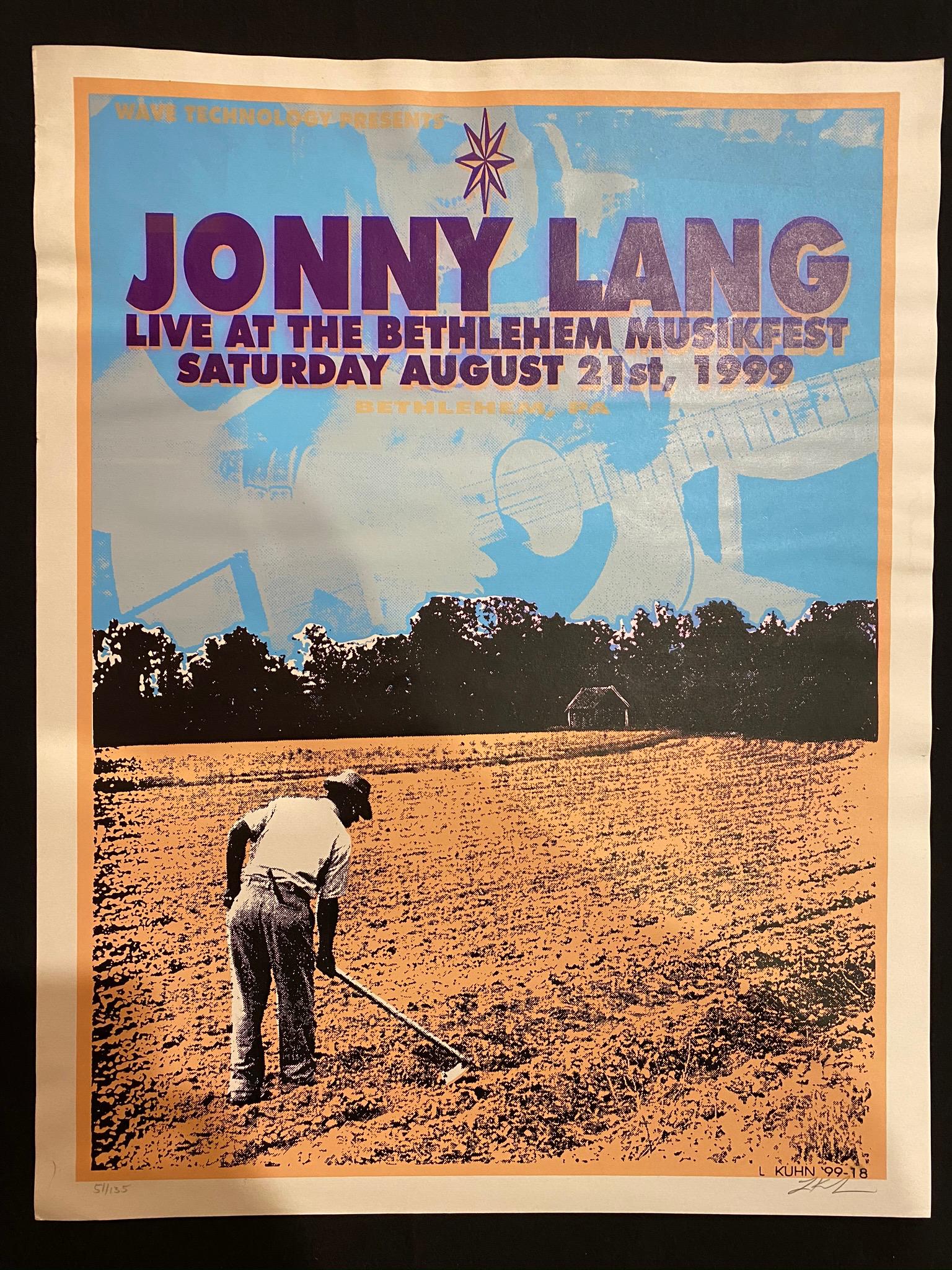 Johnny Lang Live at the Bethlehem Musikfest Concert Pos: Johnny Lang Live at the Bethlehem Musikfest Concert Poster August 21 1999 Artist Signed and Numbered -- Dimensions: H: 22 1/2 x 17 1/2 inches --- Bidding note: We will be attempting to close these ite