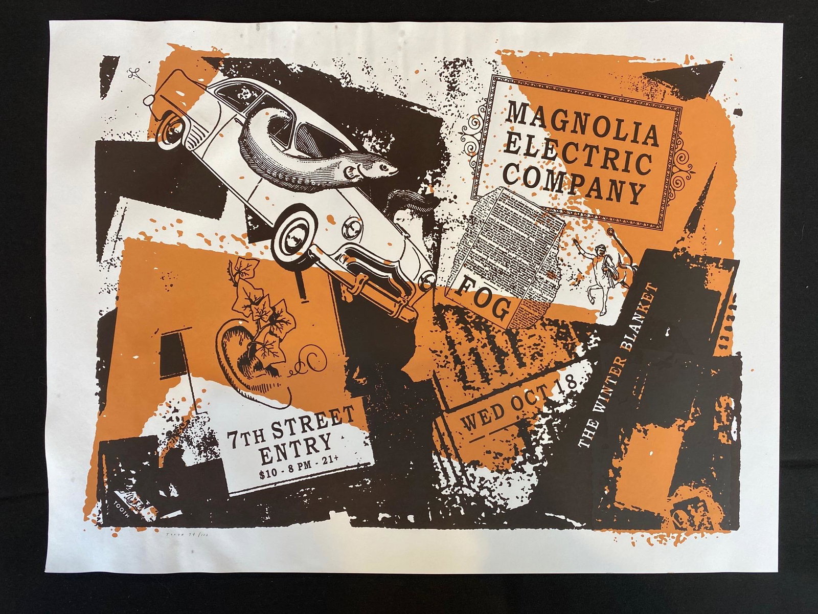 Magnolia Electric Company Concert Poster October 18 Art: Magnolia Electric Company Concert Poster October 18 Artist Signed and Numbered -- Dimensions: H: 23 7/8 x 17 3/4 inches --- Bidding note: We will be attempting to close these items at a rate of 2 item