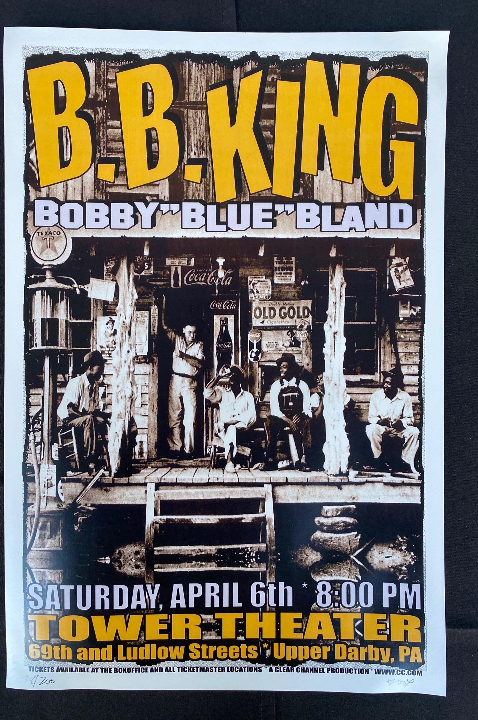 Bb King Saturday Concert Poster April 6 Artist Signed a: Bb King Saturday Concert Poster April 6 Artist Signed and Numbered at the Tower Theater In Upper Darby Pennsylvania -- Dimensions: H: 17 7/8 x 11 7/8 inches --- Bidding note: We will be attempting to