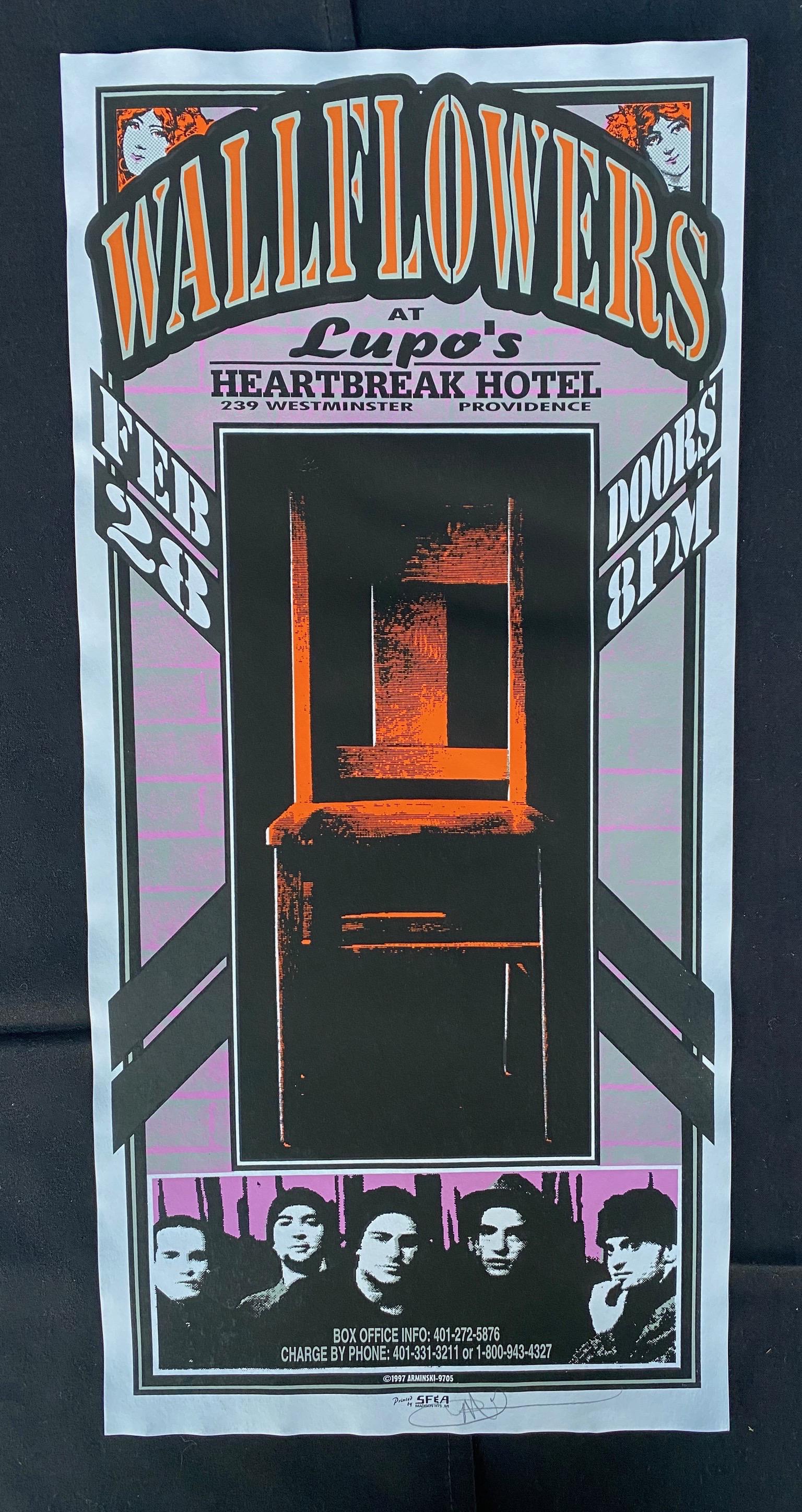 The Wallflowers Concert Poster February 28 at Lupos Hea: The Wallflowers Concert Poster February 28 at Lupos Heartbreak Hotel Artist Signed -- Dimensions: H: 22 x 10 1/4 inches --- Bidding note: We will be attempting to close these items at a rate of 2 item