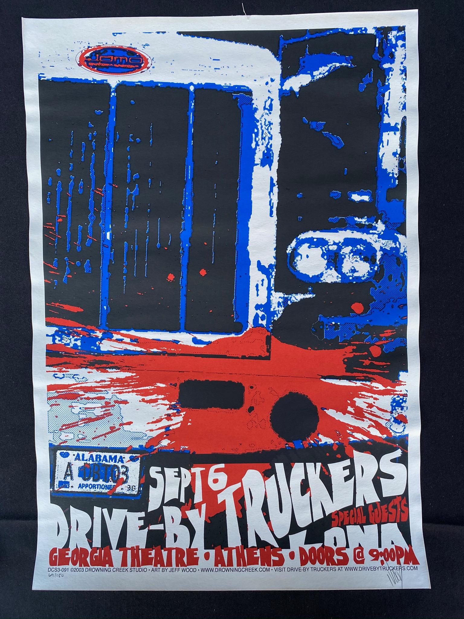 Drive-by Truckers Concert Poster September 6 2003 Artis: Drive-by Truckers Concert Poster September 6 2003 Artist Signed and Numbered -- Dimensions: H: 21 3/4 x 14 7/8 inches --- Bidding note: We will be attempting to close these items at a rate of 2 items 