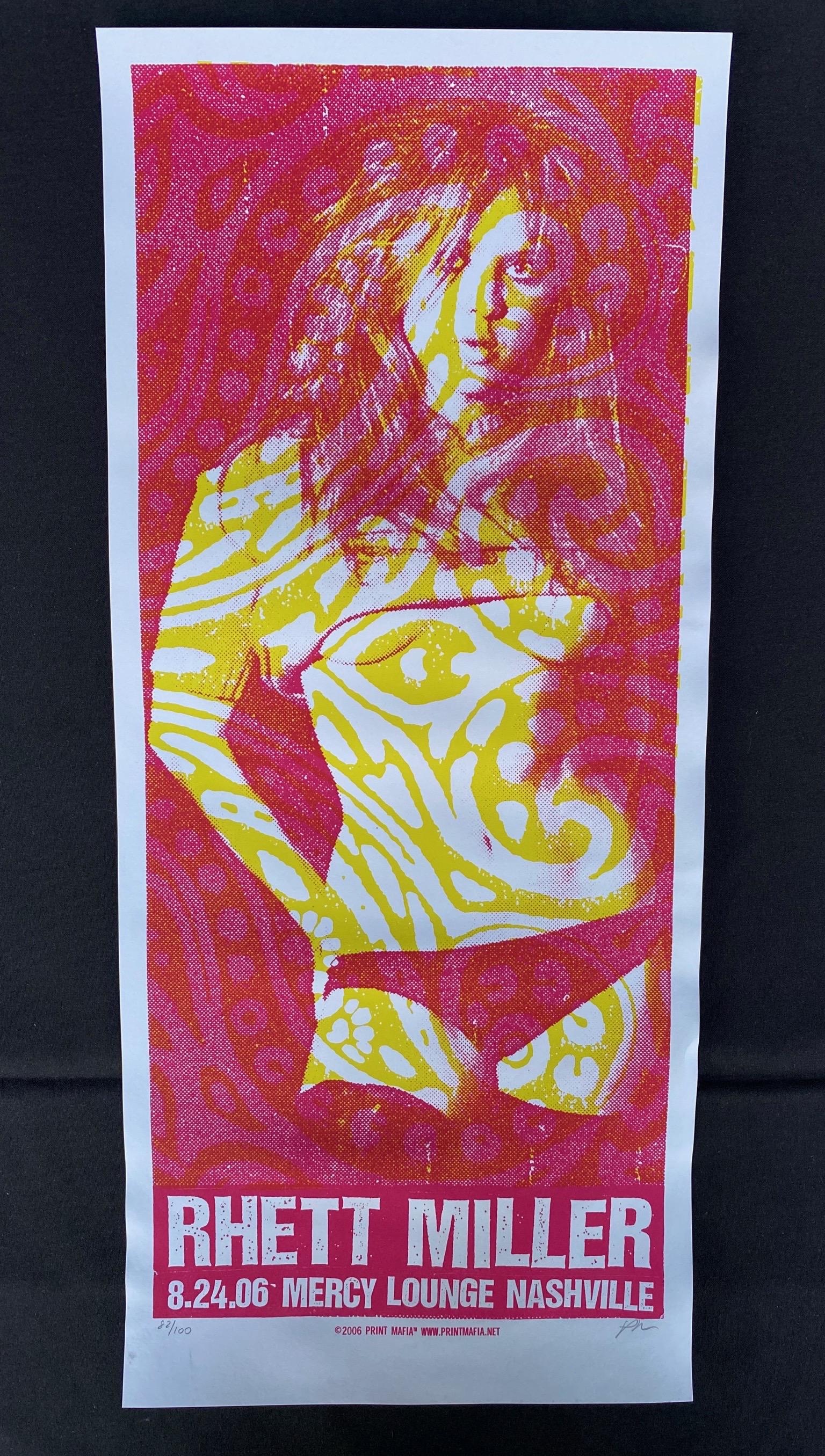 Rhett Miller Concert Poster August 24 2006. Artist Sign: Rhett Miller Concert Poster August 24 2006. Artist Signed and Numbered -- Dimensions: H: 22 7/8 x 9 7/8 inches --- Bidding note: We will be attempting to close these items at a rate of 2 items per min