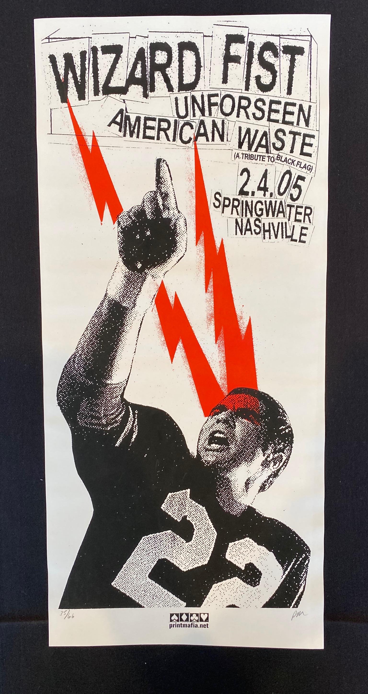 Wizard Fist Concert Poster February 4 2005 Artist Signe: Wizard Fist Concert Poster February 4 2005 Artist Signed and Numbered -- Dimensions: H: 19 3/4 x 9 inches --- Bidding note: We will be attempting to close these items at a rate of 2 items per minute. 