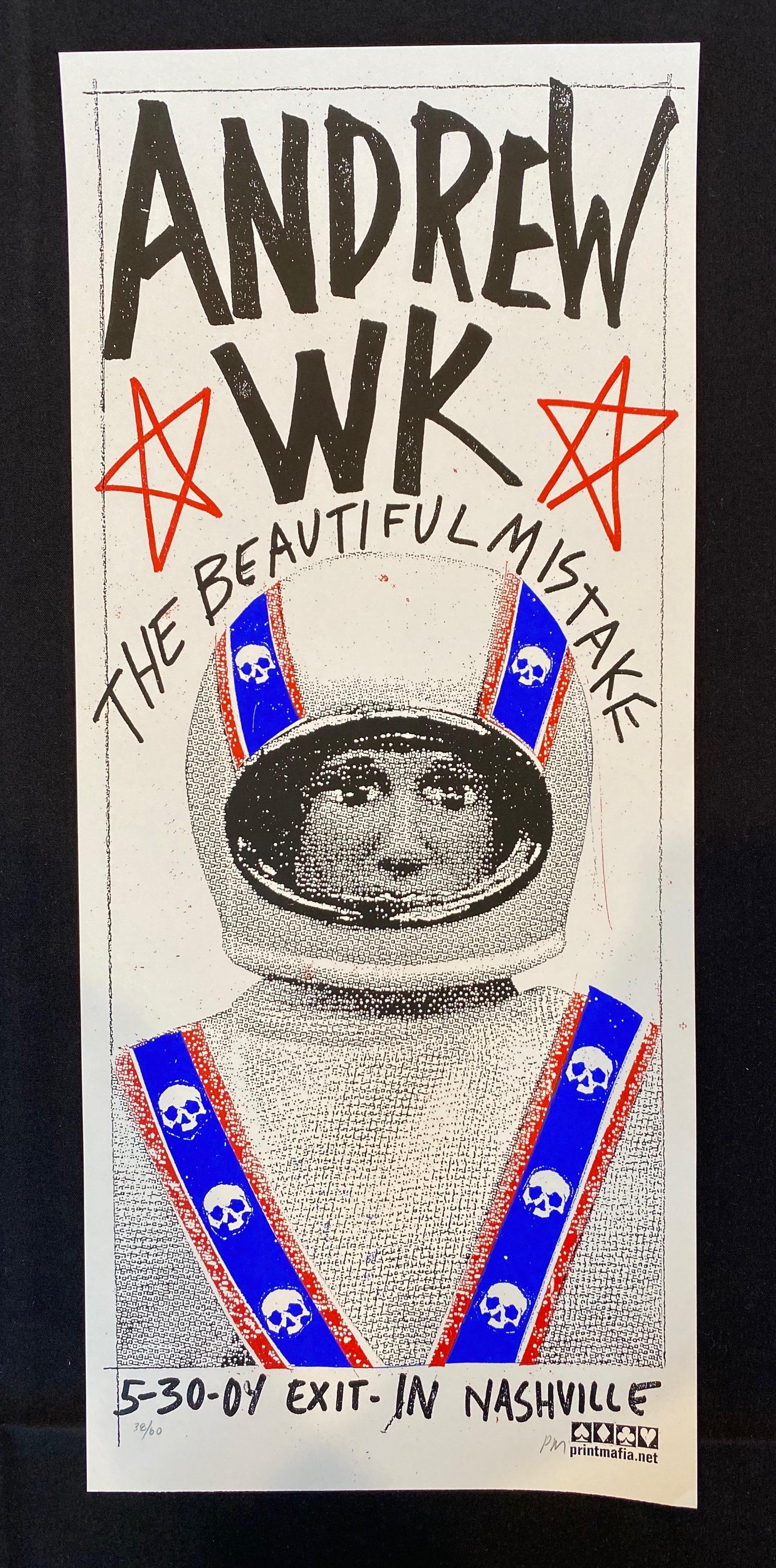 Andrew Wk Concert Poster May 30 2004 Artist Signed and: Andrew Wk Concert Poster May 30 2004 Artist Signed and Numbered -- Dimensions: H: 20 3/4 x 8 7/8 inches --- Bidding note: We will be attempting to close these items at a rate of 2 items per minute. Du