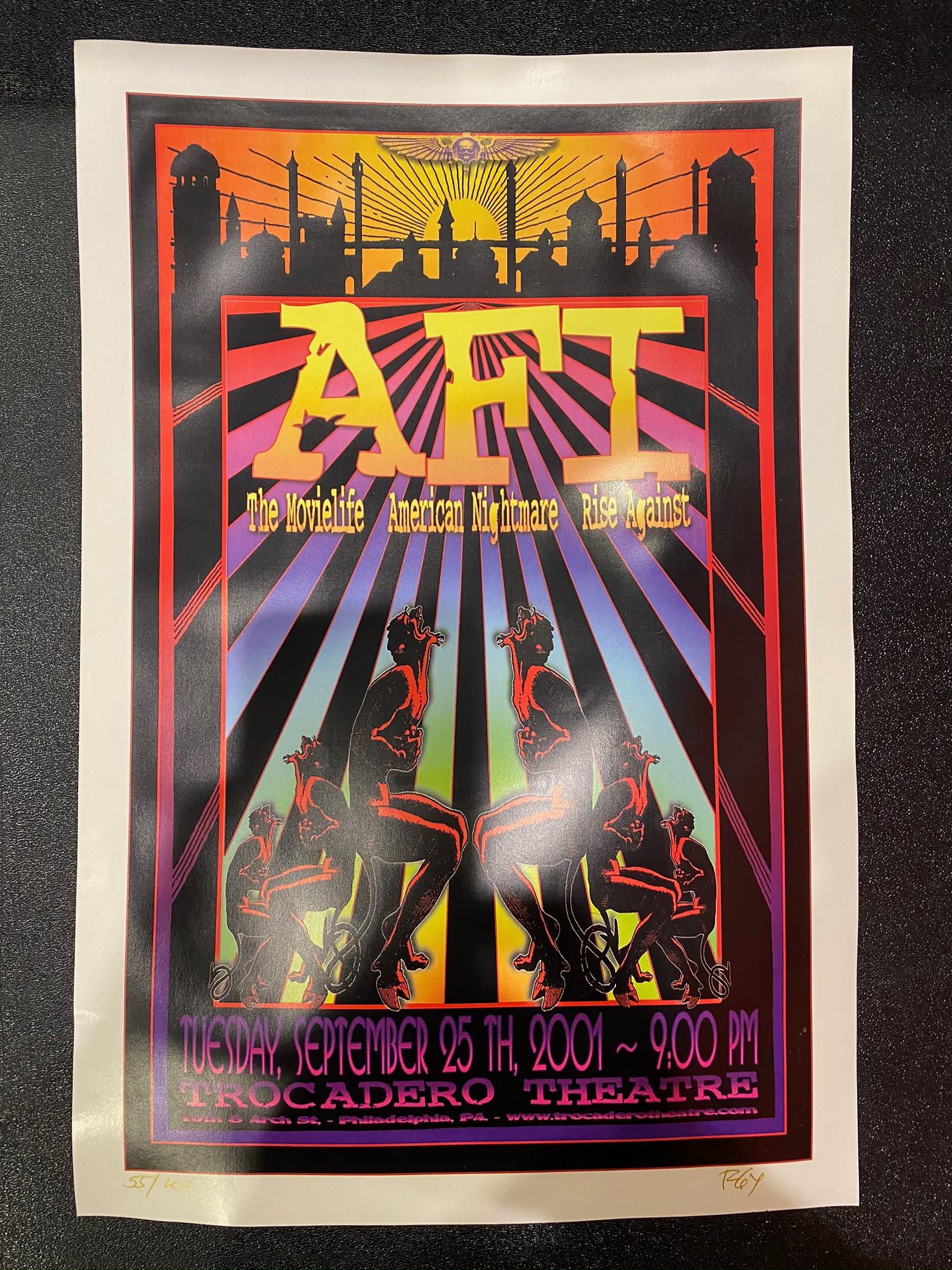 Afi. Concert Poster September 25 2001 Artist Signed and: Afi. Concert Poster September 25 2001 Artist Signed and Numbered -- Dimensions: H: 17 7/8 x 12 inches --- Bidding note: We will be attempting to close these items at a rate of 2 items per minute. Due 