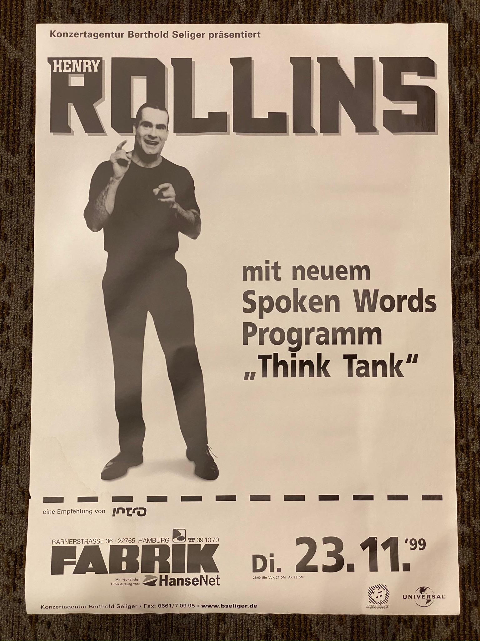 Henry Rollins 1999 German Venue Concert Concert Poster (1 of 1)
