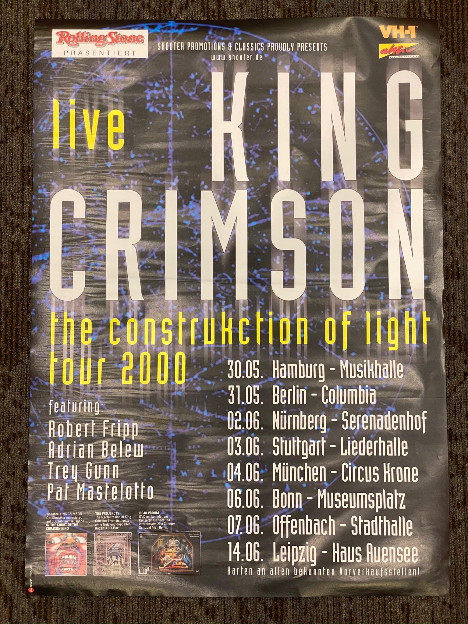 King Crimson Multi Date German Venue Concert Concert Po: King Crimson Multi Date German Venue Concert Concert Poster -- Dimensions: H: 33 x 23 1/4 inches --- Bidding note: We will be attempting to close these items at a rate of 2 items per minute. Due to po