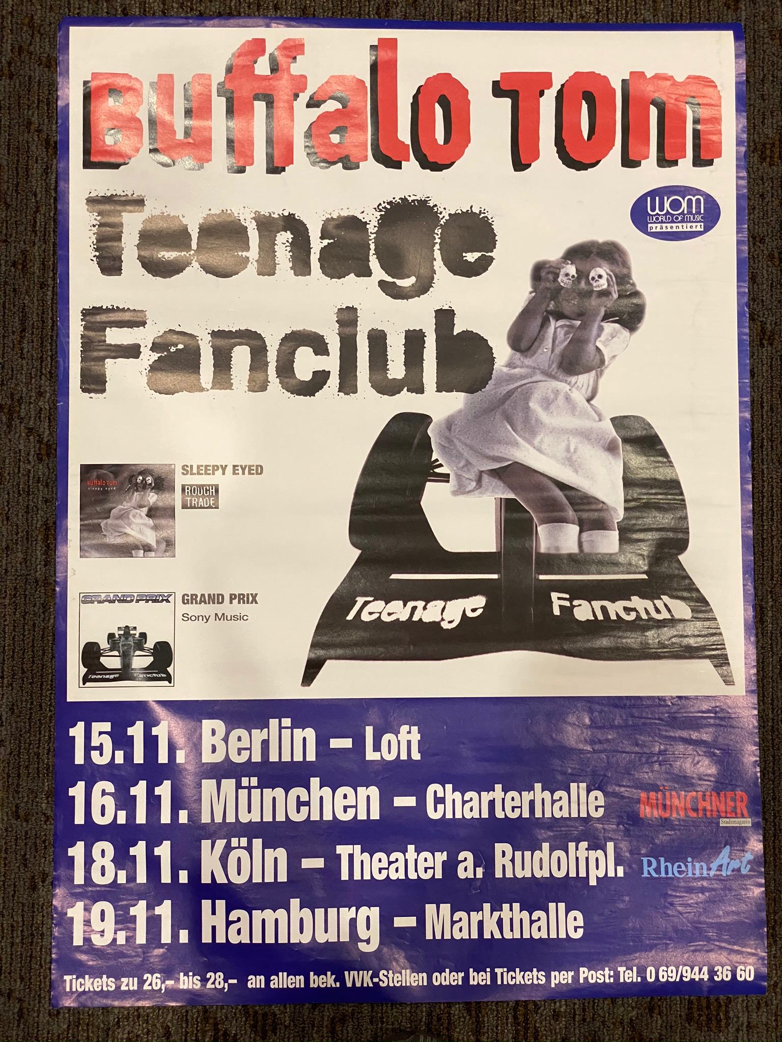 Buffalo Tom Multi Location German Venue Concert Concert: Buffalo Tom Multi Location German Venue Concert Concert Poster -- Dimensions: H: 33 x 23 1/4 inches --- Bidding note: We will be attempting to close these items at a rate of 2 items per minute. Due to