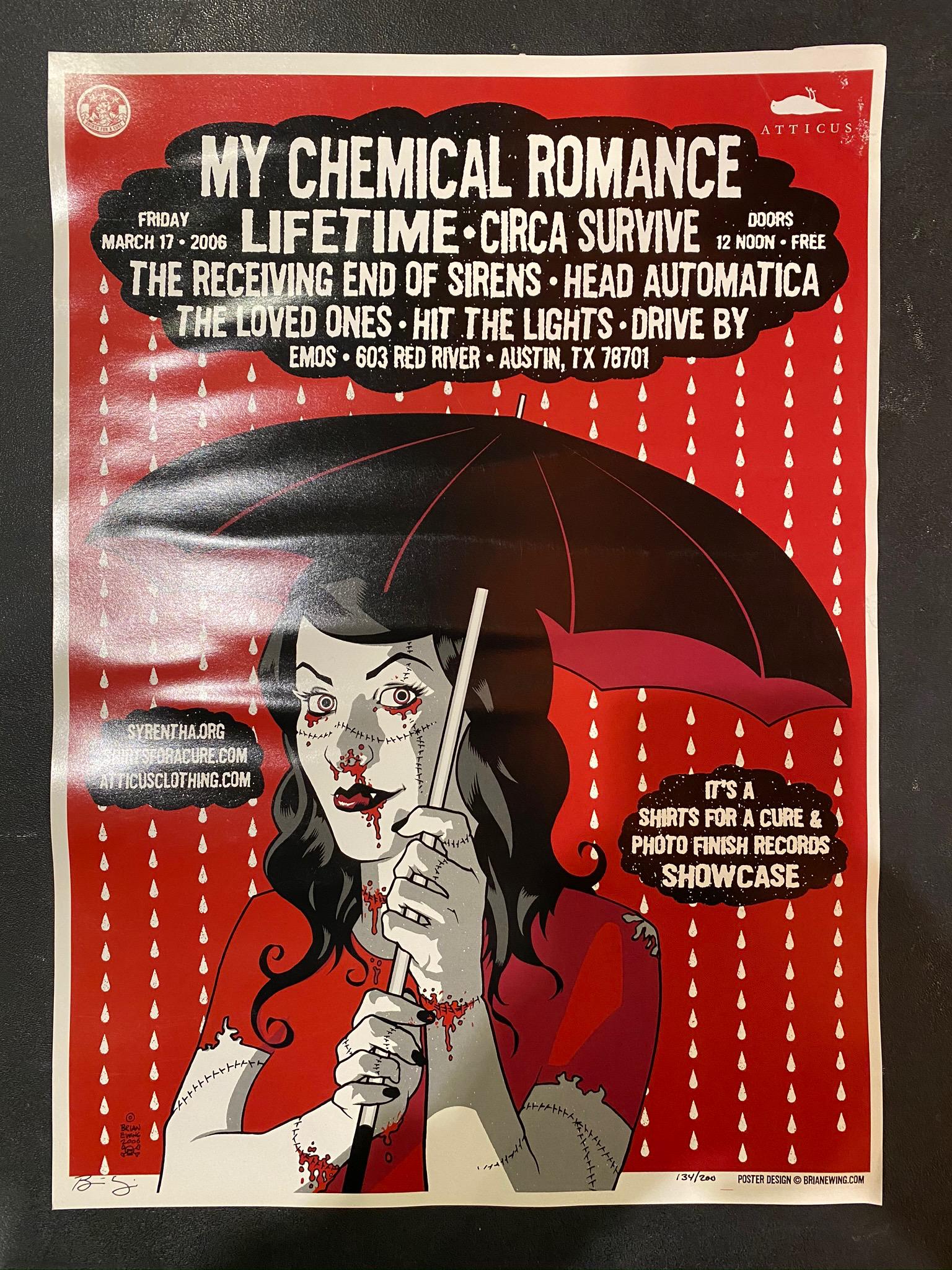 My Chemical Romance with Guests Concert Poster March 17: My Chemical Romance with Guests Concert Poster March 17 2006 Artist Signed Numbered -- Dimensions: H: 17 7/8 x 12 7/8 inches --- Bidding note: We will be attempting to close these items at a rate of 2