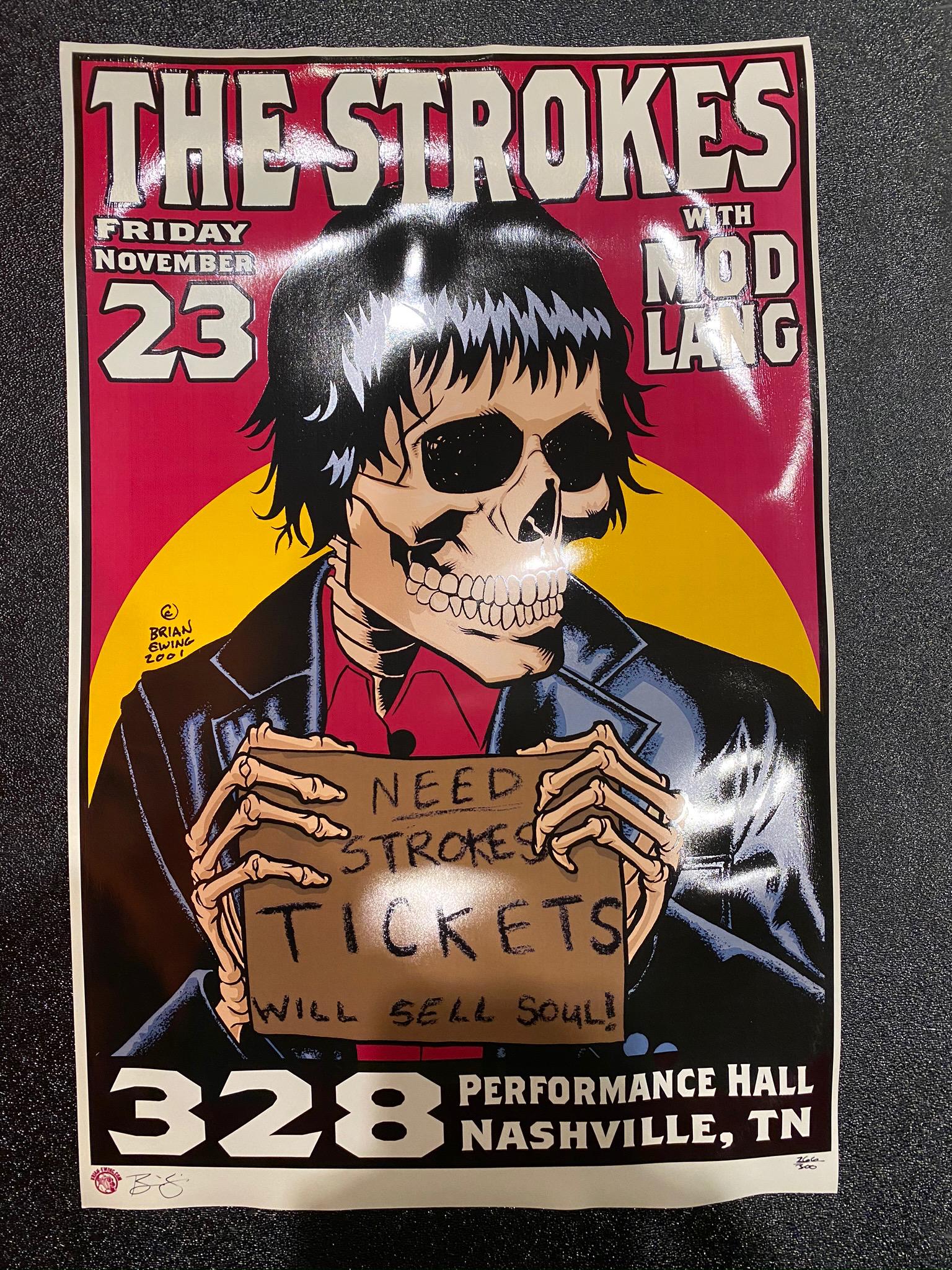 The Strokes Concert Poster November 23 2001 Artist Sign: The Strokes Concert Poster November 23 2001 Artist Signed and Numbered -- Dimensions: H: 16 7/8 x 10 7/8 inches --- Bidding note: We will be attempting to close these items at a rate of 2 items per mi