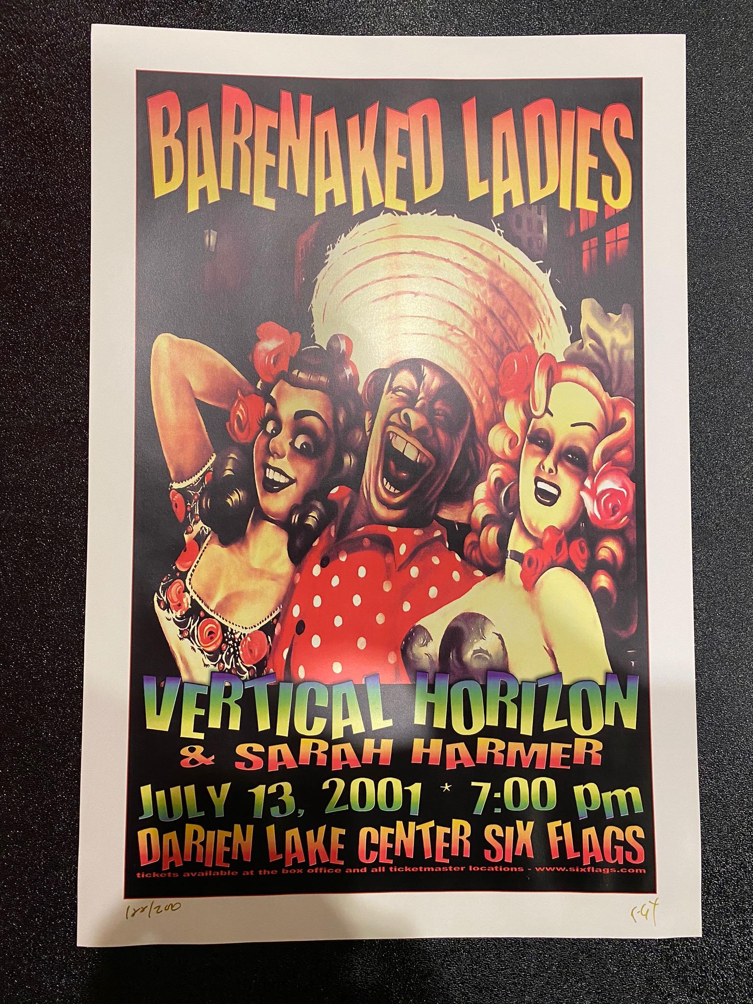 Barenaked Ladies and Guess Concert Poster July 13 2001: Barenaked Ladies and Guess Concert Poster July 13 2001 Or the Signed and Numbered -- Dimensions: H: 17 7/8 x 11 7/8 inches --- Bidding note: We will be attempting to close these items at a rate of 2 i