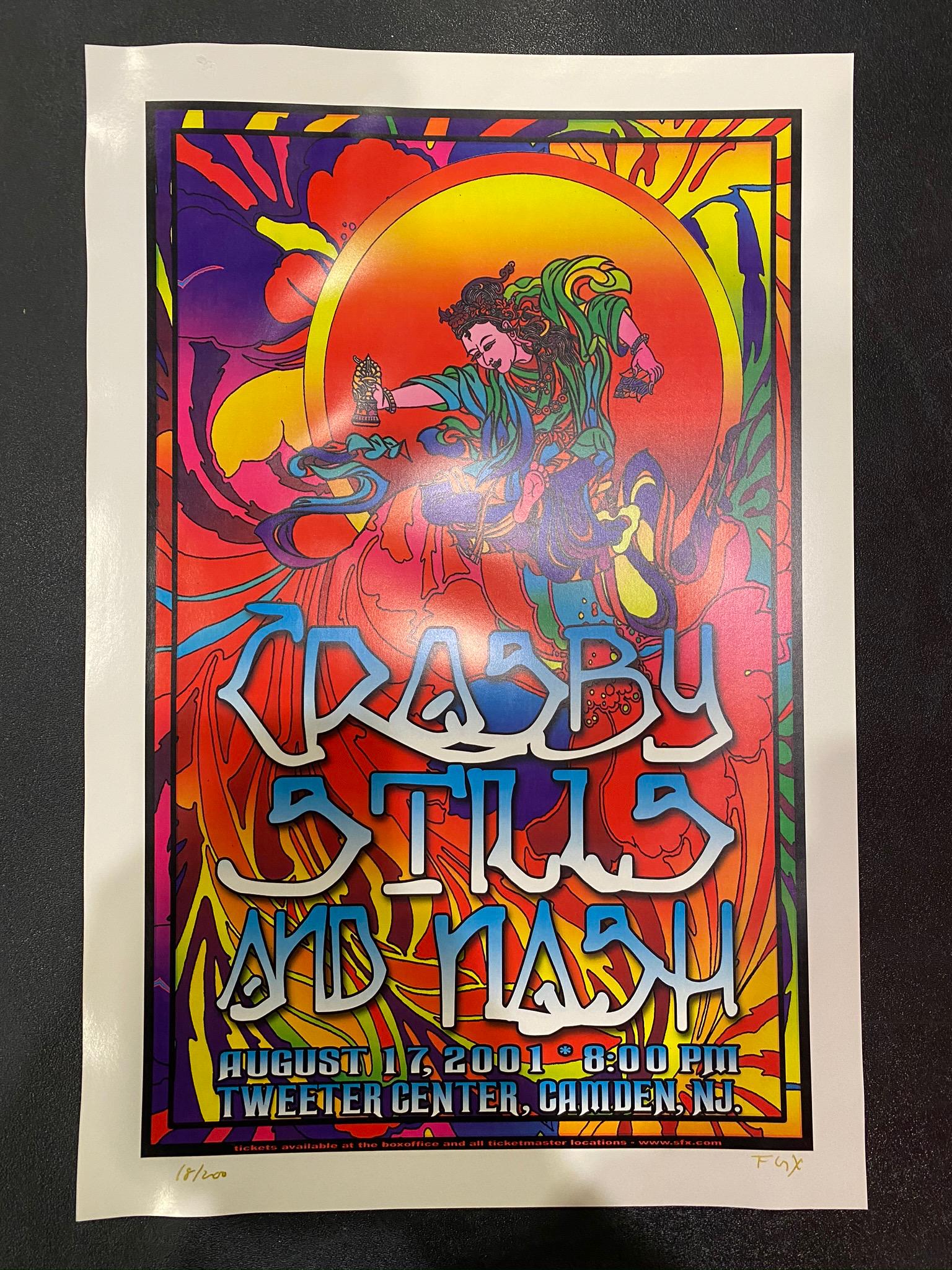 Crosby Stills and Nash Concert Poster August 17 2001 Ar: Crosby Stills and Nash Concert Poster August 17 2001 Artist Signed and Numbered -- Dimensions: H: 17 7/8 x 12 inches --- Bidding note: We will be attempting to close these items at a rate of 2 items p