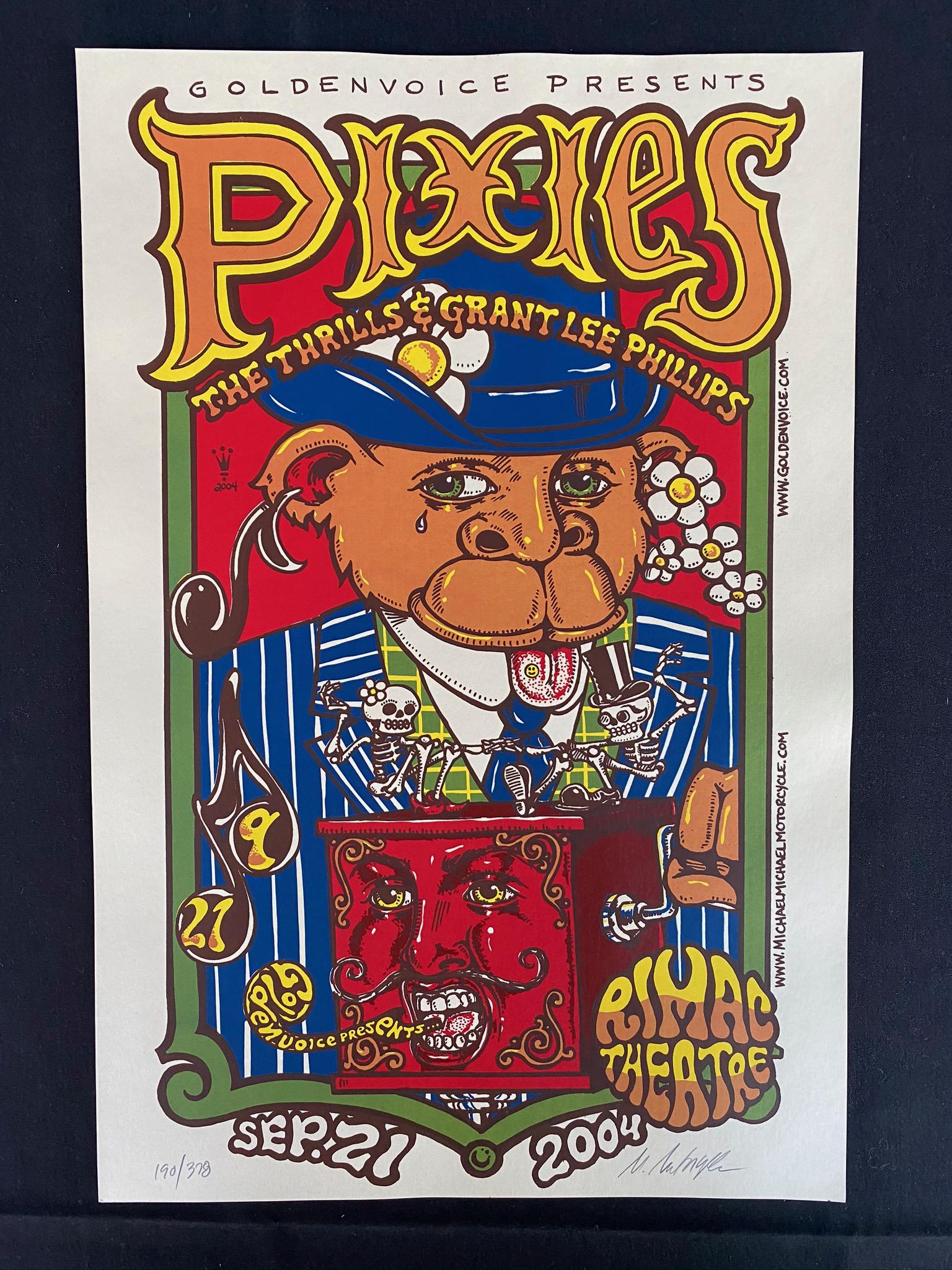 Pixies Concert Poster September 21 2004 Artist Signed a: Pixies Concert Poster September 21 2004 Artist Signed and Numbered -- Dimensions: H: 18 x 11 7/8 inches --- Bidding note: We will be attempting to close these items at a rate of 2 items per minute. Du