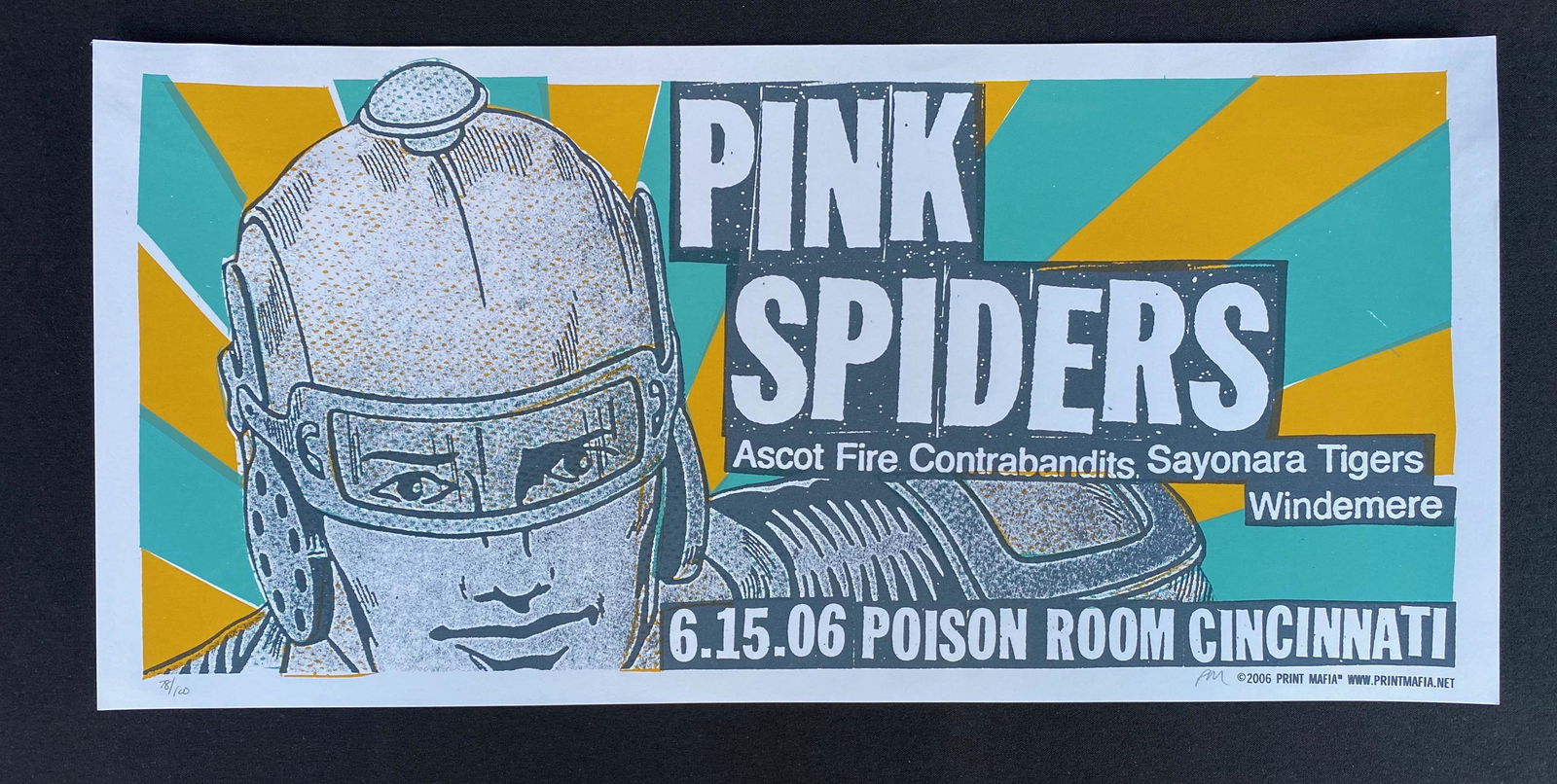 Pink Spiders Concert Poster June 15 2006 Artist Signed: Pink Spiders Concert Poster June 15 2006 Artist Signed and Numbered -- Dimensions: H: 18 3/4 x 9 inches --- Bidding note: We will be attempting to close these items at a rate of 2 items per minute. Du
