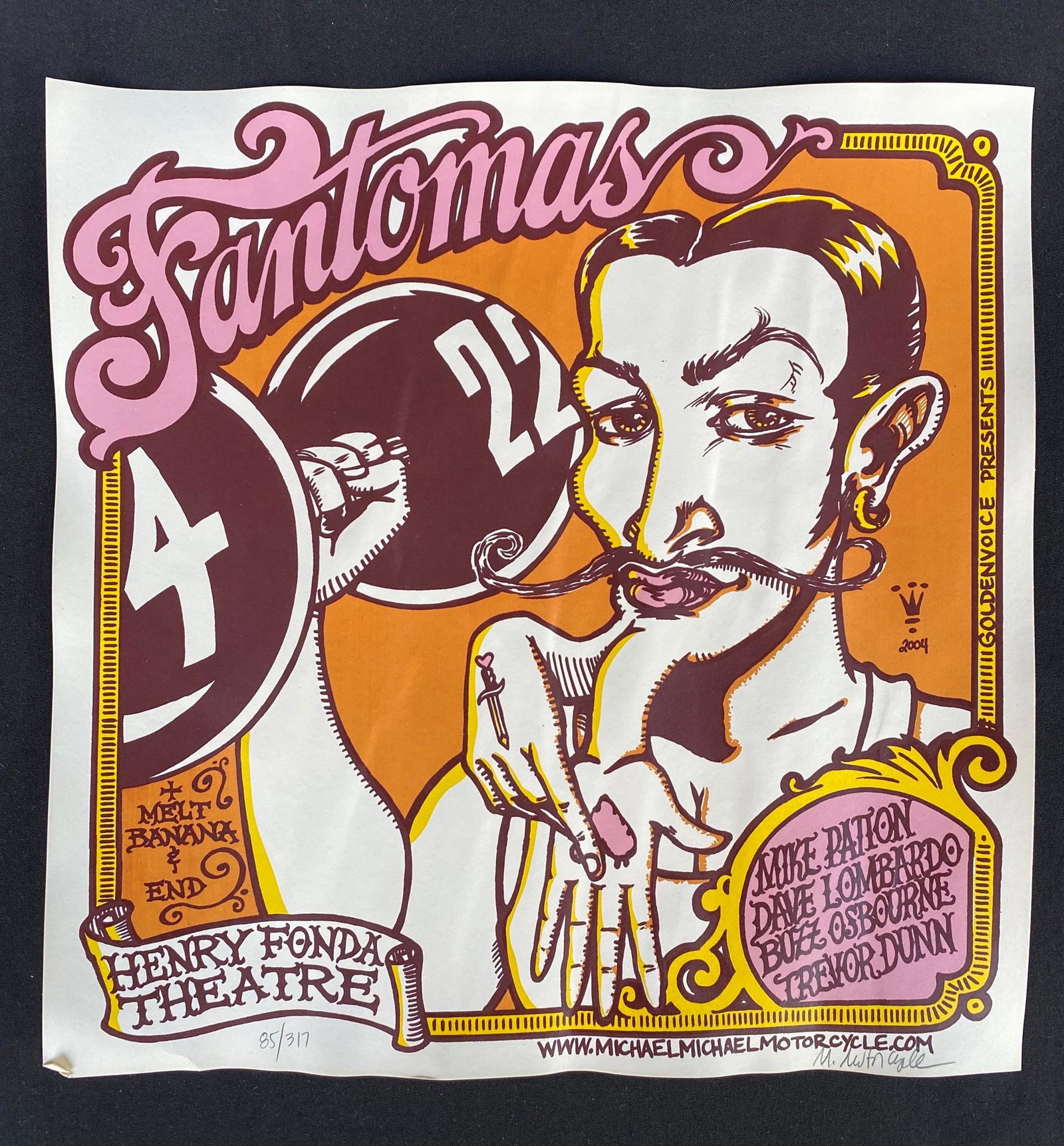 Fantomas Concert Poster April 22 2004 Artist Signed and: Fantomas Concert Poster April 22 2004 Artist Signed and Numbered -- Dimensions: H: 12 7/8 x 12 5/8 inches --- Bidding note: We will be attempting to close these items at a rate of 2 items per minute. 