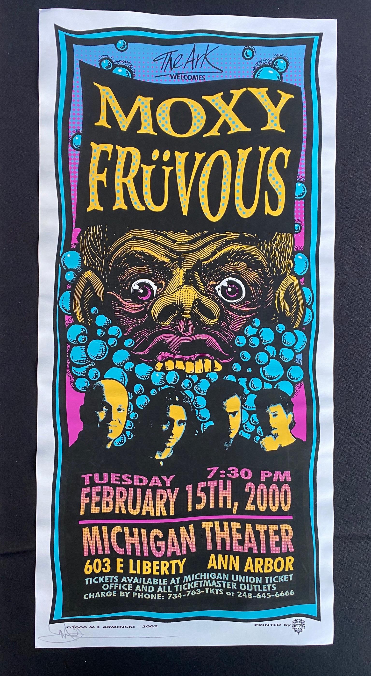 Moxy Fruvous Concert Poster February 15 2000 Artist Sig: Moxy Fruvous Concert Poster February 15 2000 Artist Sign -- Dimensions: H: 22 x 10 1/4 inches --- Bidding note: We will be attempting to close these items at a rate of 2 items per minute. Due to possi