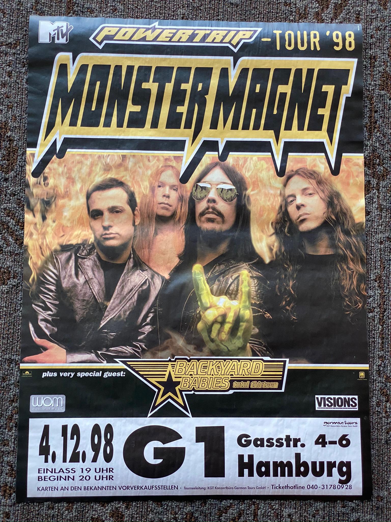 Monster Magnet Hamburg Germany 1998 Then You Concert Co: Monster Magnet Hamburg Germany 1998 Then You Concert Concert Poster -- Dimensions: H: 33 x 23 1/4 inches --- Bidding note: We will be attempting to close these items at a rate of 2 items per minute. D