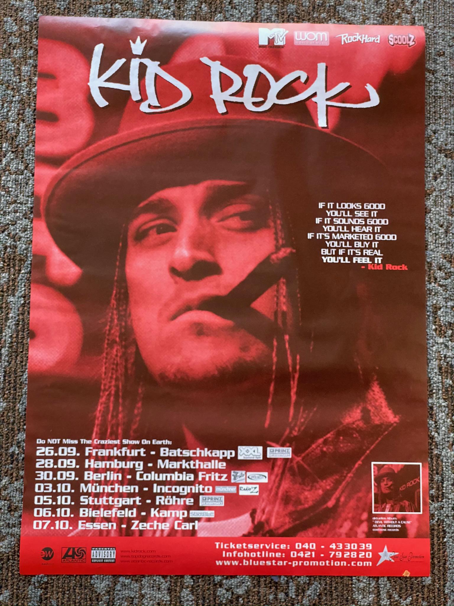 Kid Rock Multi Date German Venue Concert Concert Poster: Kid Rock Multi Date German Venue Concert Concert Poster -- Dimensions: H: 33 x 23 1/4 inches --- Bidding note: We will be attempting to close these items at a rate of 2 items per minute. Due to possib