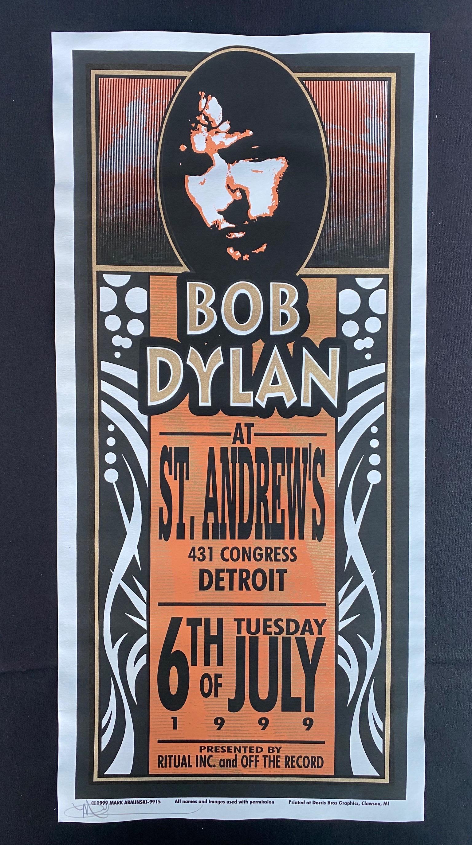 Bob Dylan Concert Poster July 6 1999 Artist Signed (1 of 3)