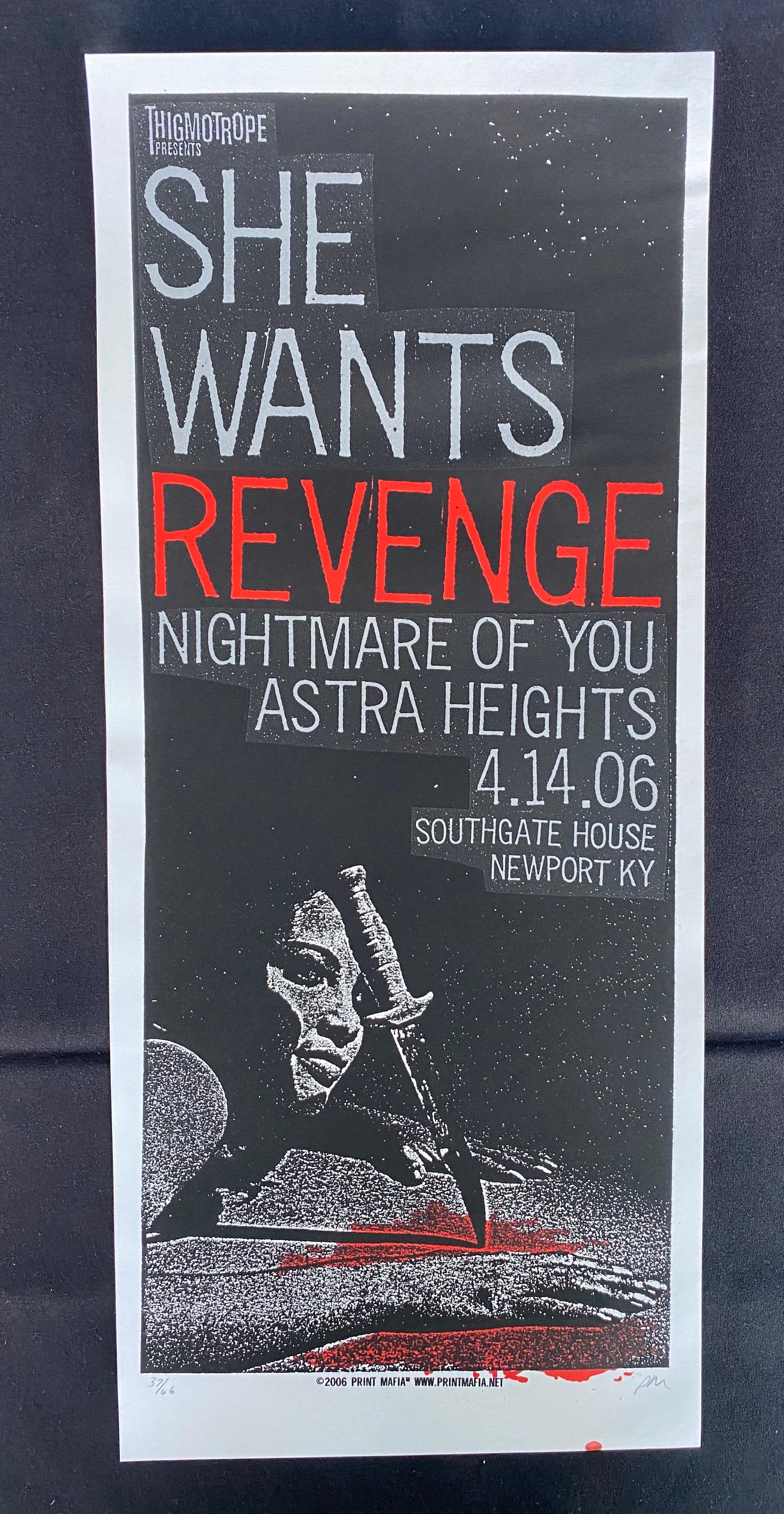 She Wants Revenge Or the Signed and Numbered Concert Po: She Wants Revenge Or the Signed and Numbered Concert Poster -- Dimensions: H: 20 7/8 x 9 inches --- Bidding note: We will be attempting to close these items at a rate of 2 items per minute. Due to pos