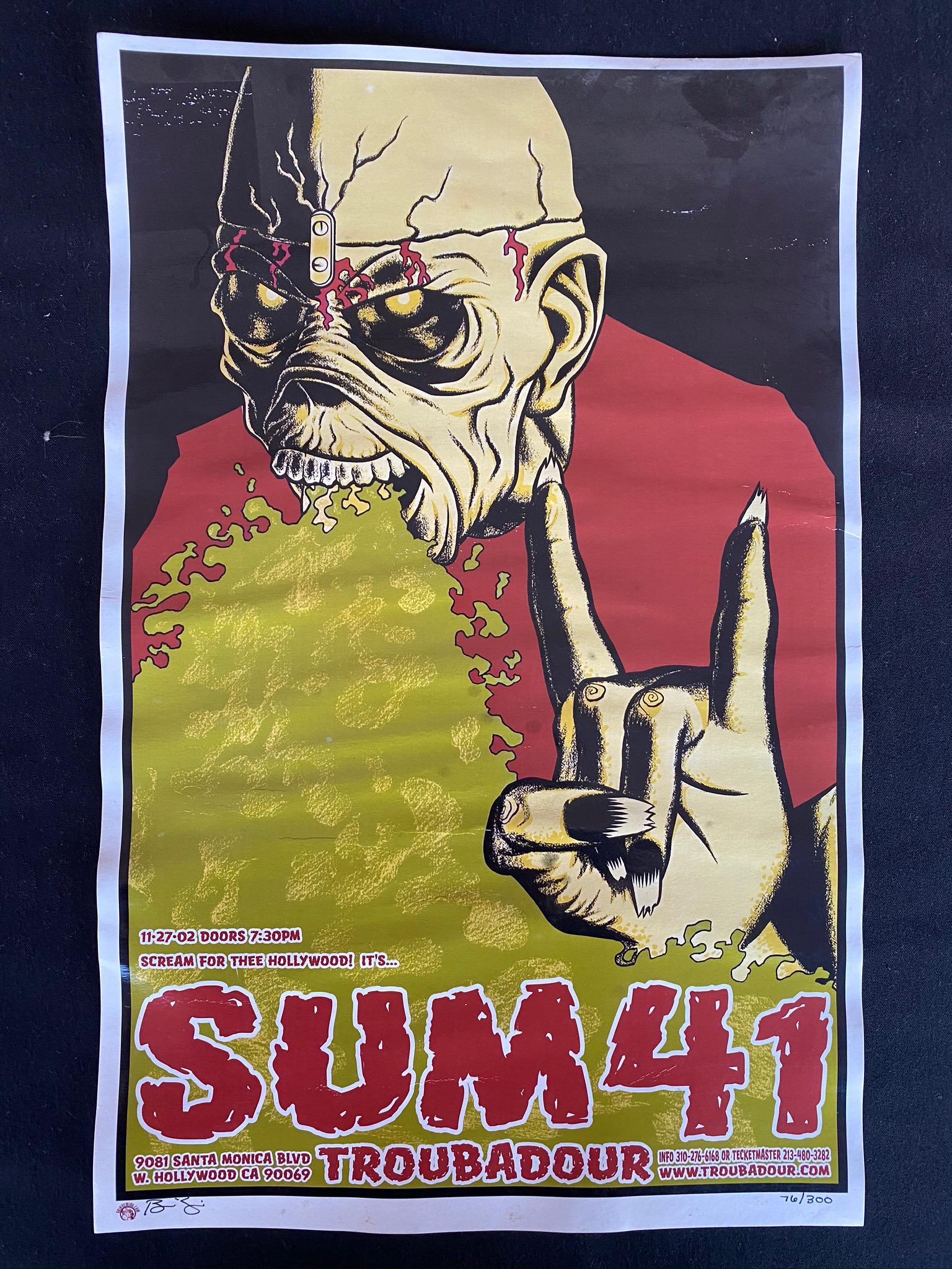Sum 41. Concert Poster November 27 2002 Artist Signed a (1 of 4)