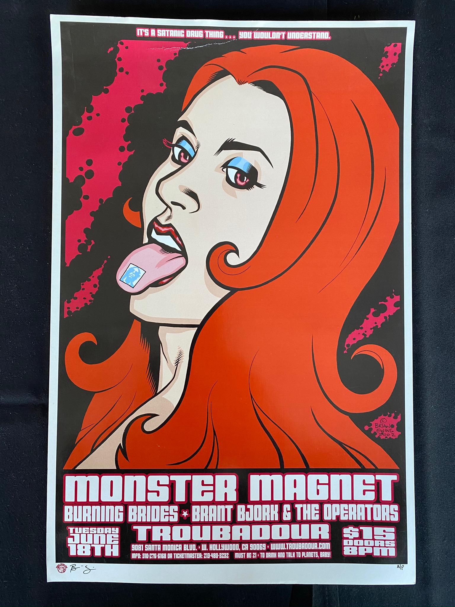 Monster Magnet Artist Proof Signed by the Artist Concer: Monster Magnet Artist Proof Signed by the Artist Concert Poster -- Dimensions: H: 16 7/8 x 11 inches --- Bidding note: We will be attempting to close these items at a rate of 2 items per minute. Due t