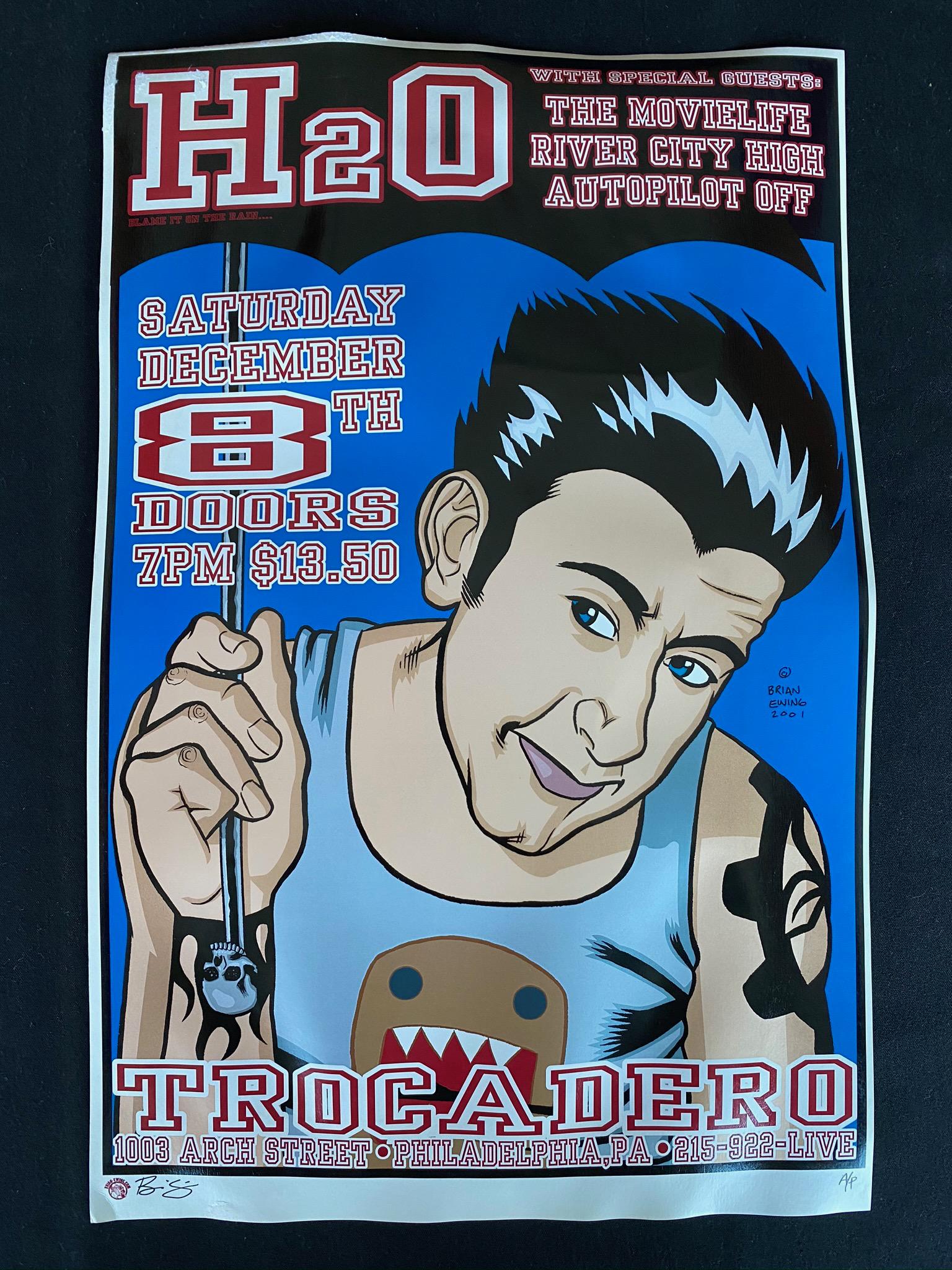 H2o. Concert Poster December 8 2001 Artist Proof and Si: H2o. Concert Poster December 8 2001 Artist Proof and Signed by the Artist -- Dimensions: H: 16 3/4 x 10 7/8 inches --- Bidding note: We will be attempting to close these items at a rate of 2 items per