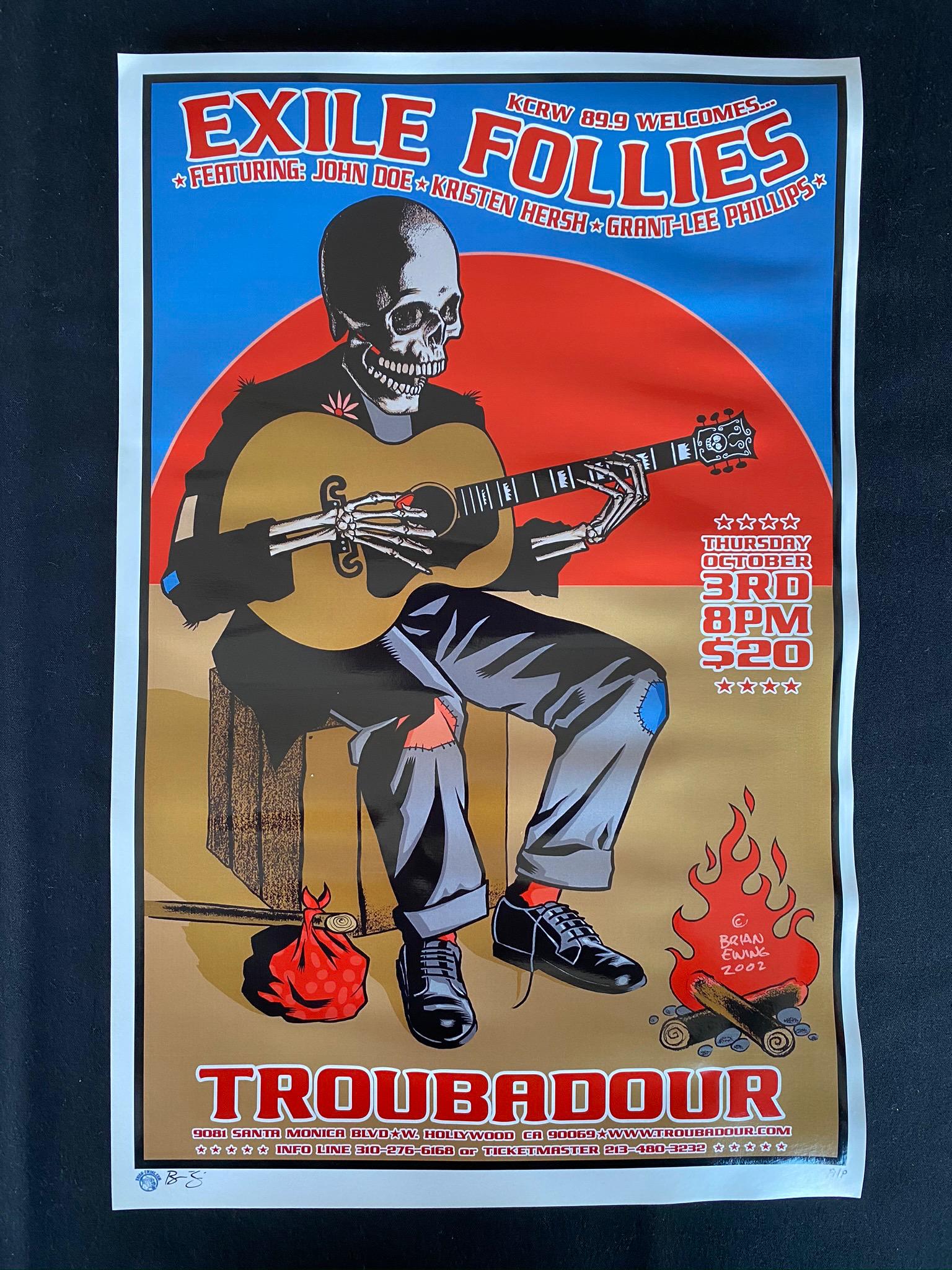Exile Follies Concert Poster October 3 2002 Artist Proo: Exile Follies Concert Poster October 3 2002 Artist Proof and Signed by the Artist -- Dimensions: H: 17 x 10 7/8 inches --- Bidding note: We will be attempting to close these items at a rate of 2 items