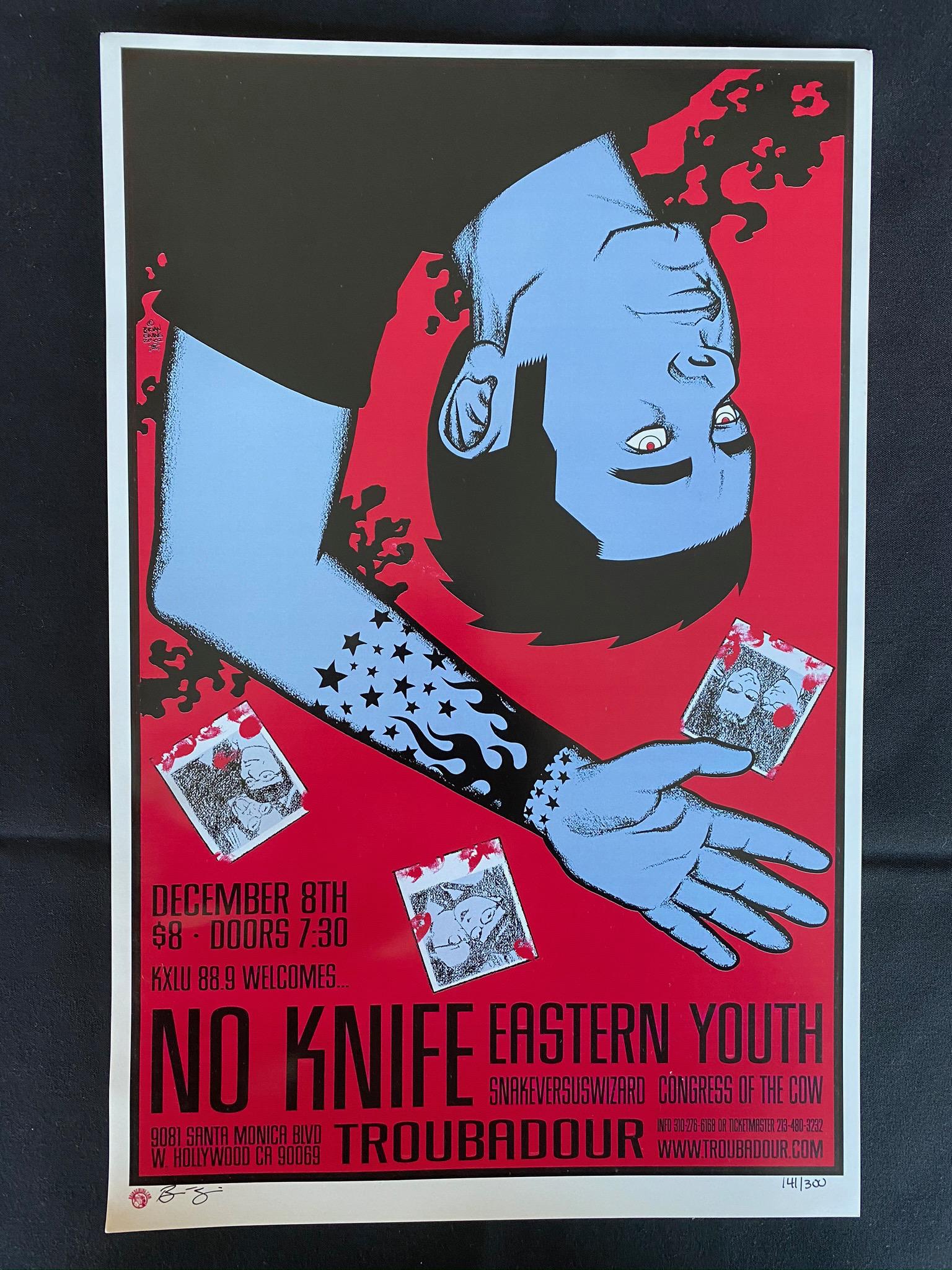 No Knife Concert Poster December 8 Artist Signed and Nu: No Knife Concert Poster December 8 Artist Signed and Numbered -- Dimensions: H: 16 7/8 x 10 7/8 inches --- Bidding note: We will be attempting to close these items at a rate of 2 items per minute. Due