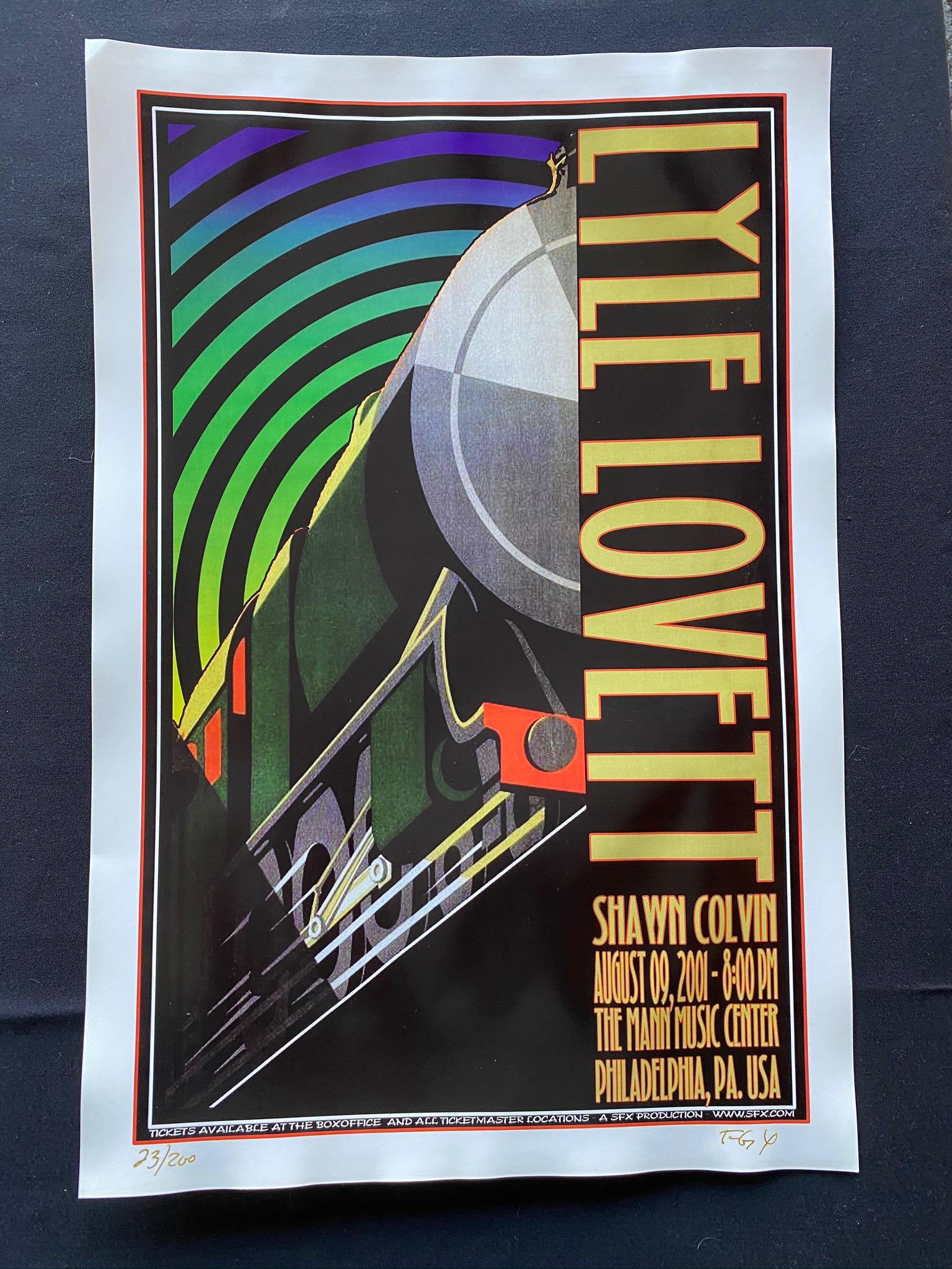 Lyle Lovett Concert Poster August 9 2001 Artist Signed: Lyle Lovett Concert Poster August 9 2001 Artist Signed and Numbered -- Dimensions: H: 17 3/4 x 11 7/8 inches --- Bidding note: We will be attempting to close these items at a rate of 2 items per minut
