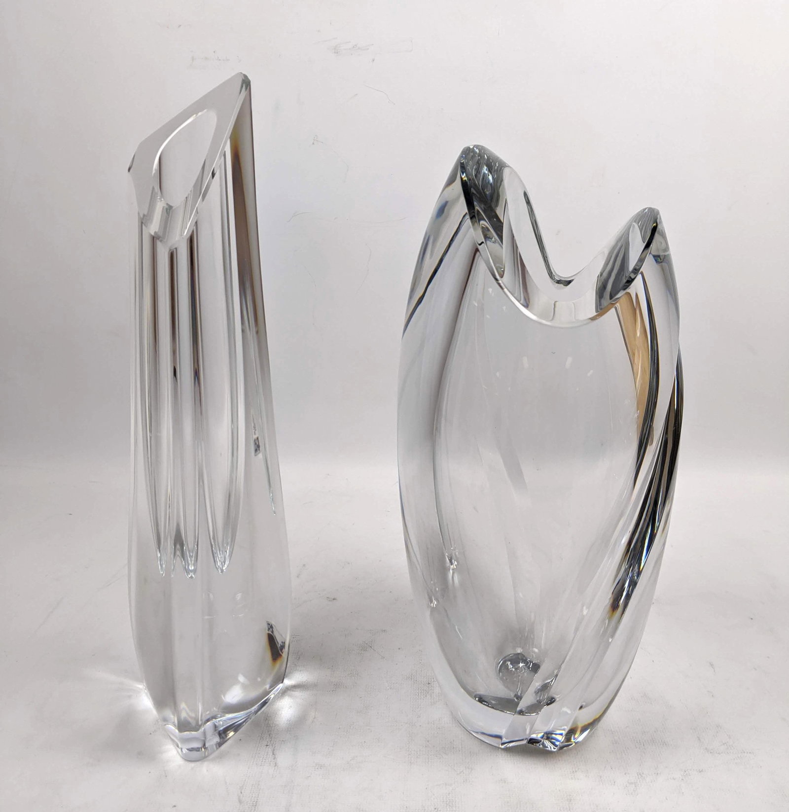 2pc BACCARAT French Crystal Modernist Vases. Both marke (1 of 13)