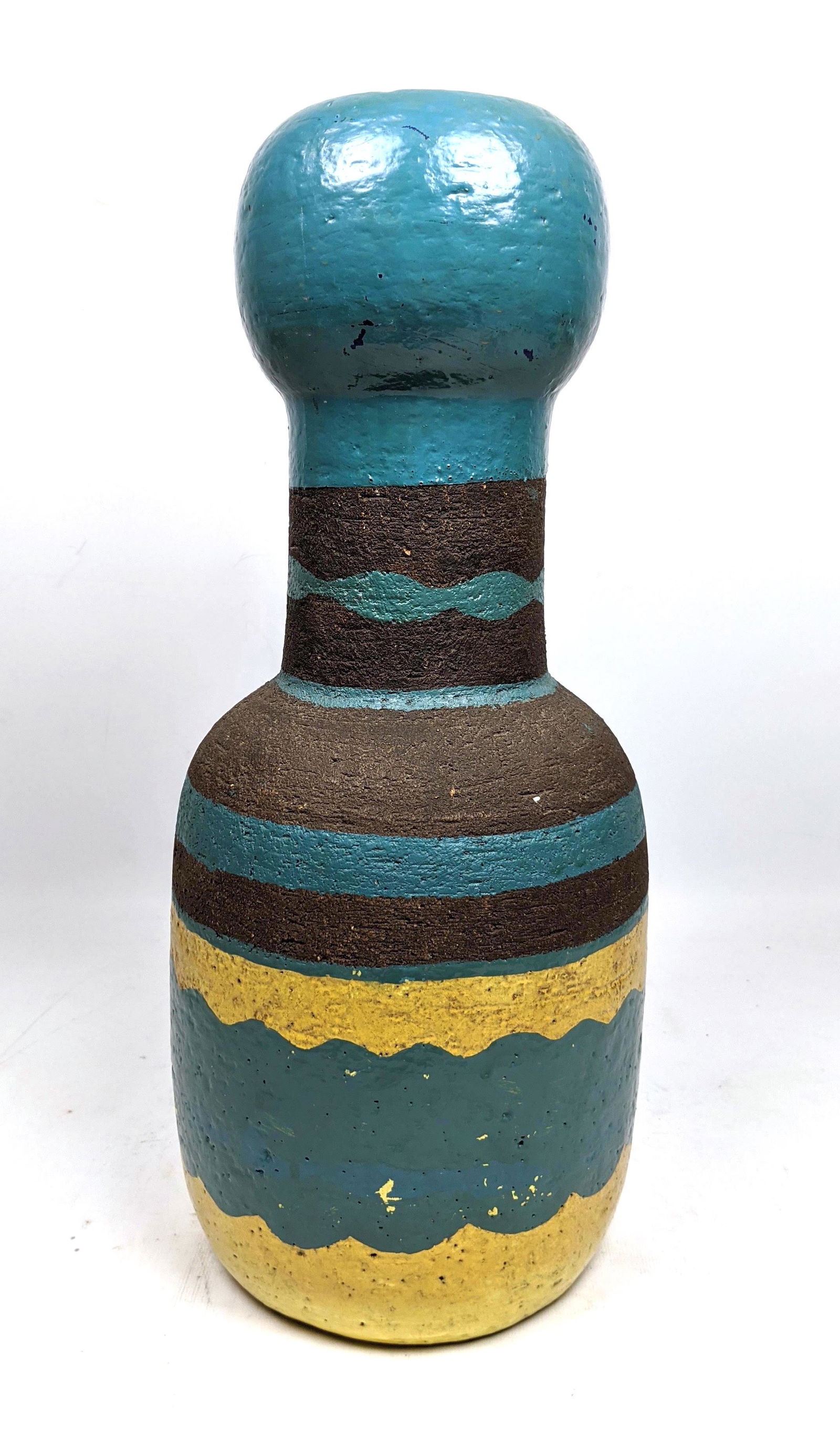 MCM Italian Art Pottery Vase. Colorful glazed bands. Ma (1 of 9)