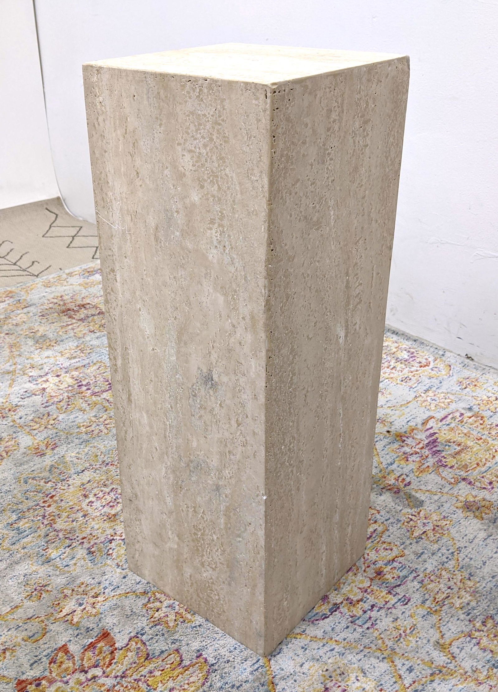 Italian travertine Pedestal Stand. Corner filled in chi (1 of 5)