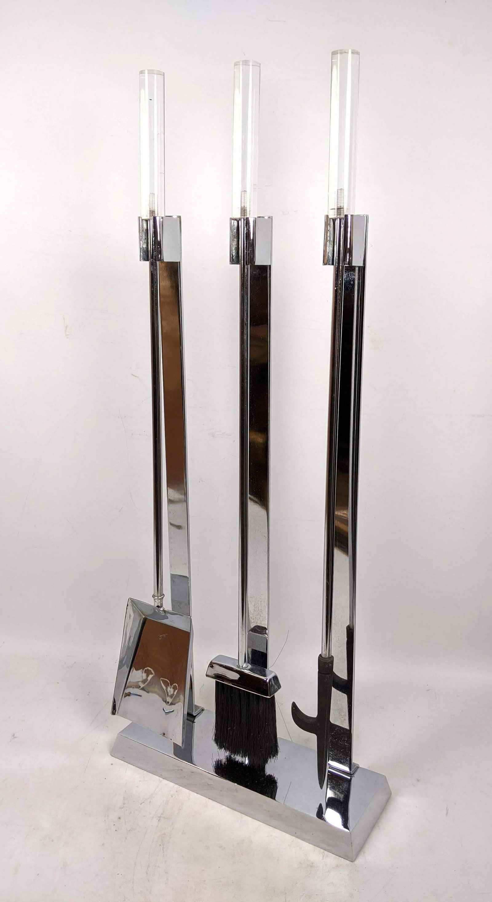 Mid Century Modern Lucite and Steel Fireplace Tools. Lu (1 of 8)