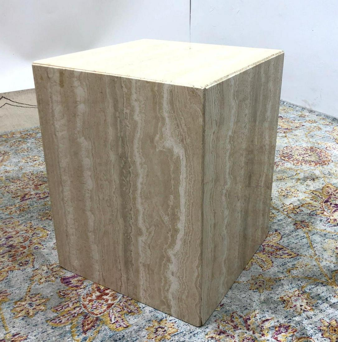 Travertine Marble Pedestal Stand.  Side Table. (1 of 4)