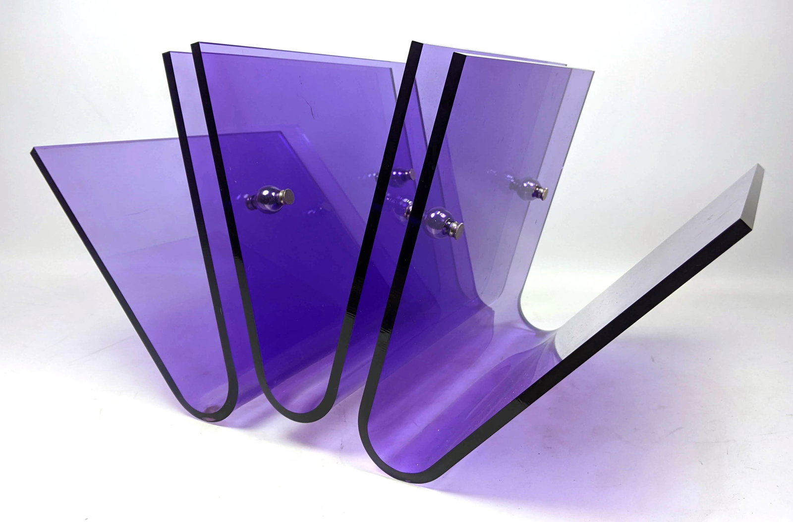 SHLOMI HAZIZA Purple Lucite 3 Part Magazine Rack. Very (1 of 14)